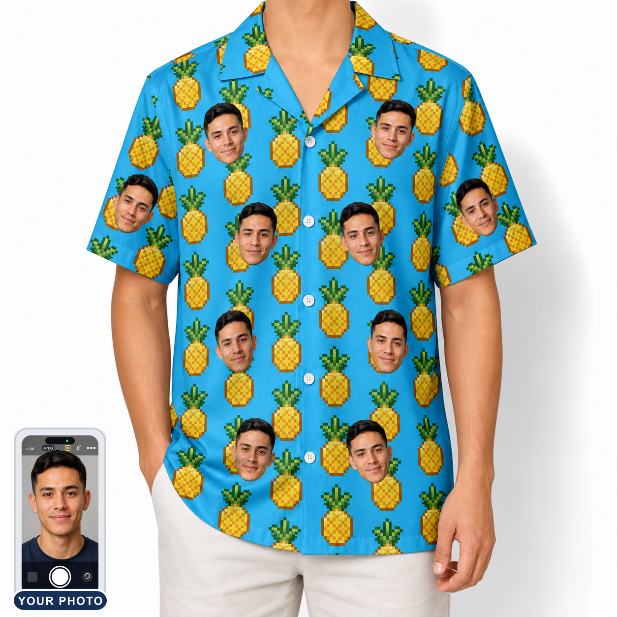 Men's Exotic Excursion Custom Face Hawaiian Shirt
