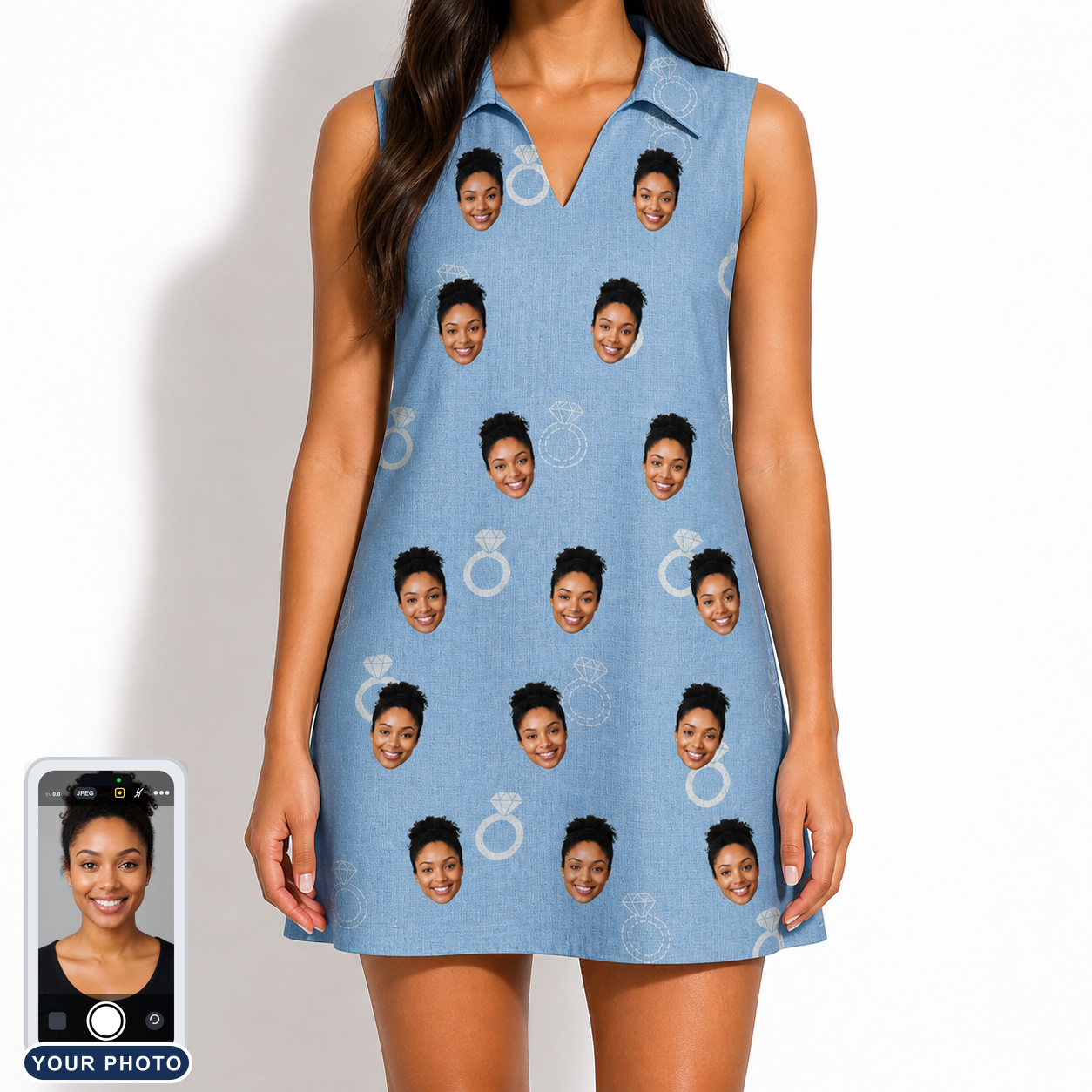 Women's Carat Chaos Custom Face V-Neck Dress