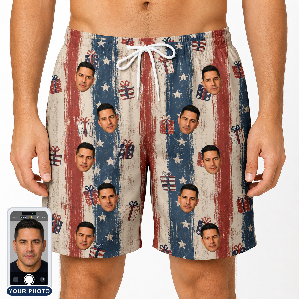 Men's Wrapped Wonders Custom Face Beach Shorts