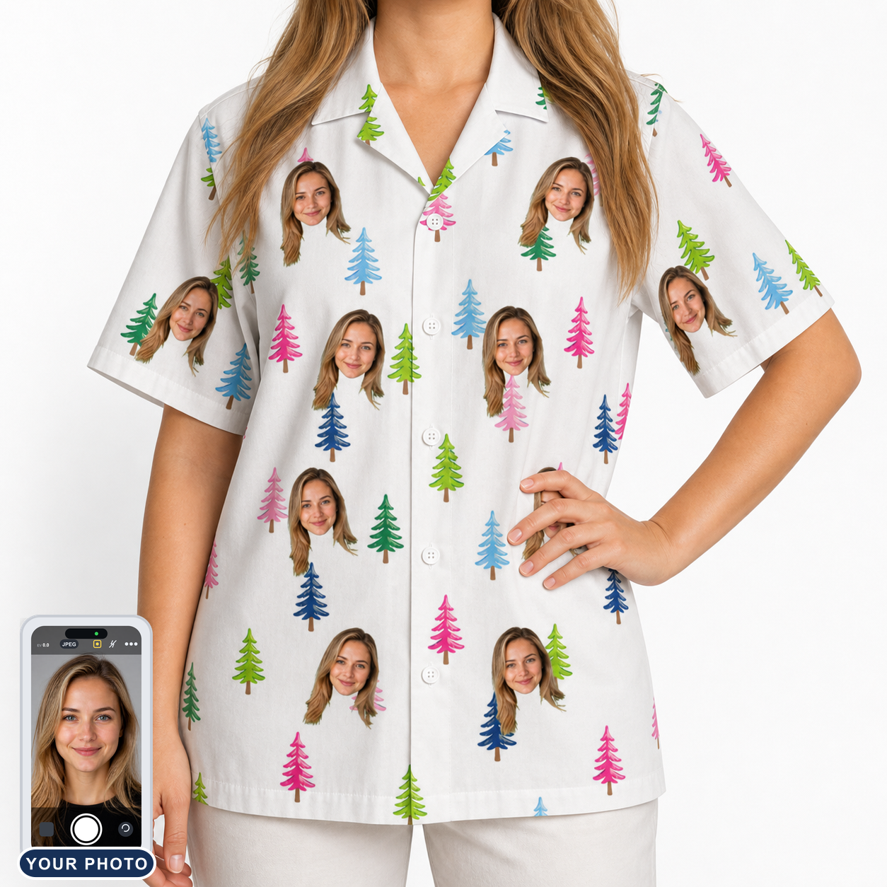 Women's Cedar Caddie Custom Face Hawaiian Shirt