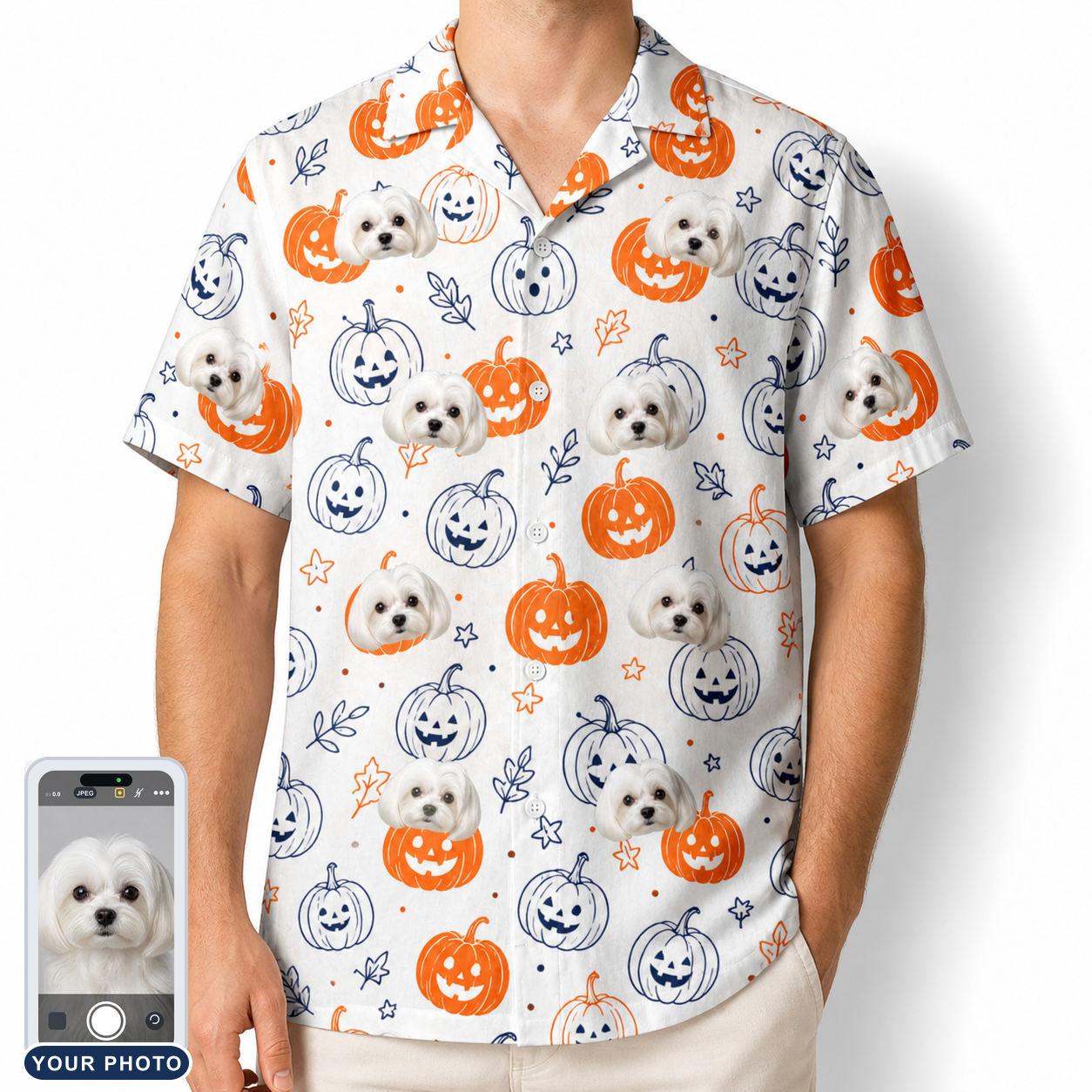Men's Jack O'Jitters Custom Dog Face Hawaiian Shirt