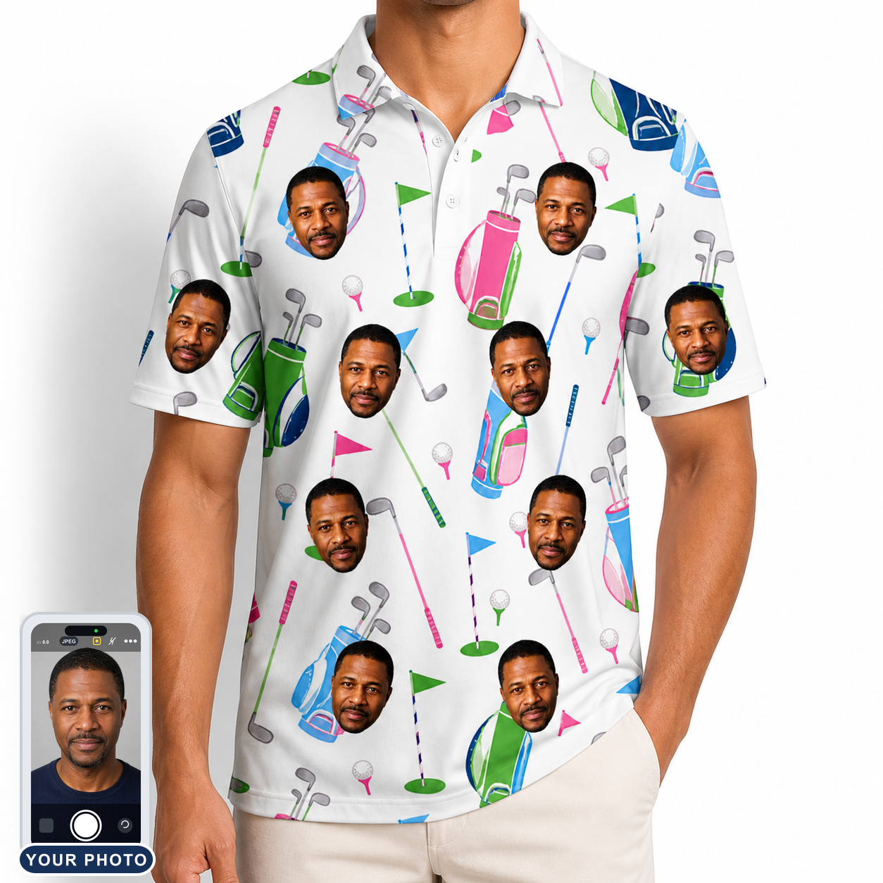 Men's Backspin Bonanza Custom Face Polo Shirt