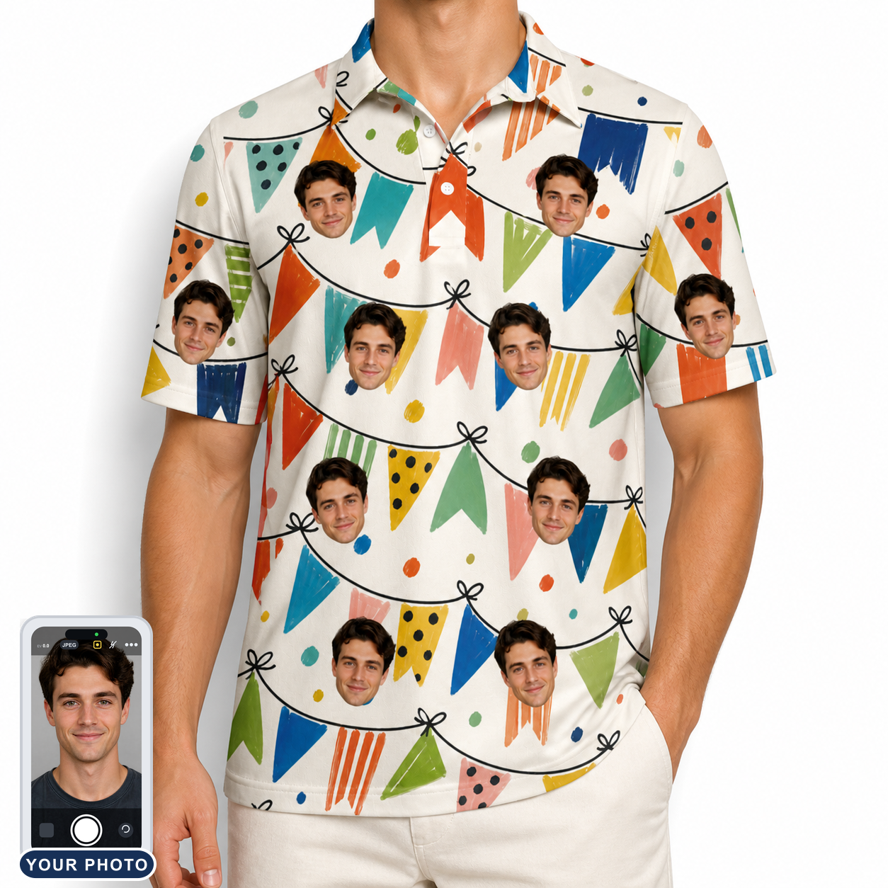 Men's Tulle Tumble Custom Face Polo Shirt