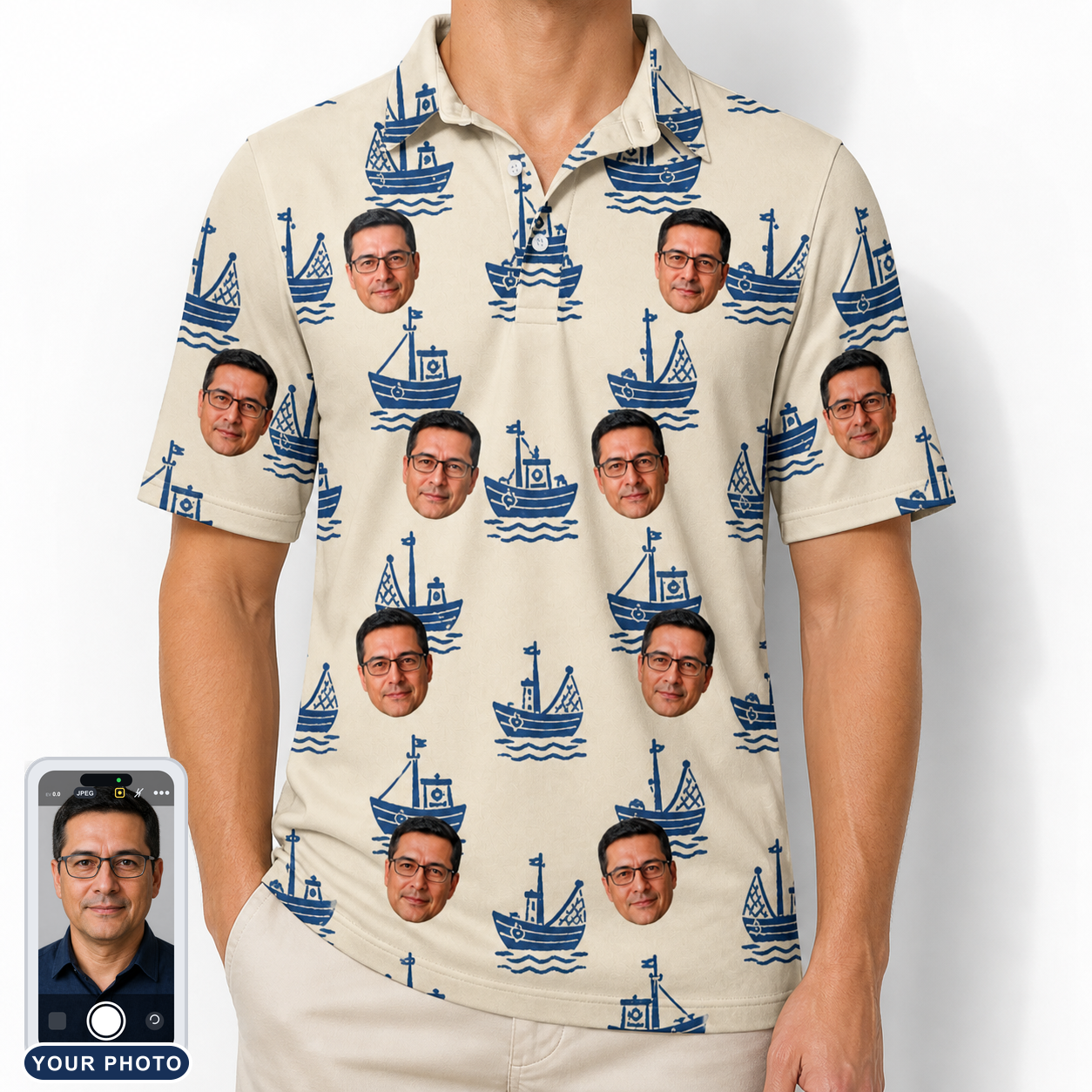 Men's Skipper Scooters Custom Face Polo Shirt