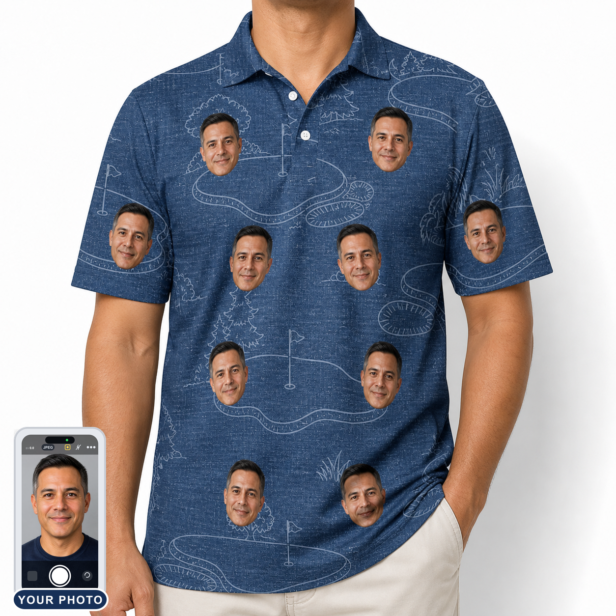 Men's Putt Pursuit Custom Face Polo Shirt