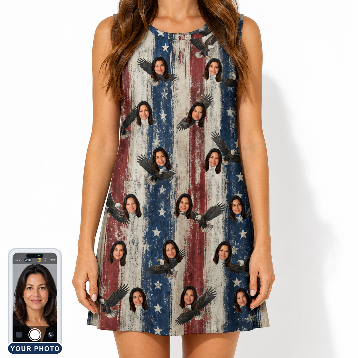 Women's Eagle Euphoria Custom Face Tank Dress