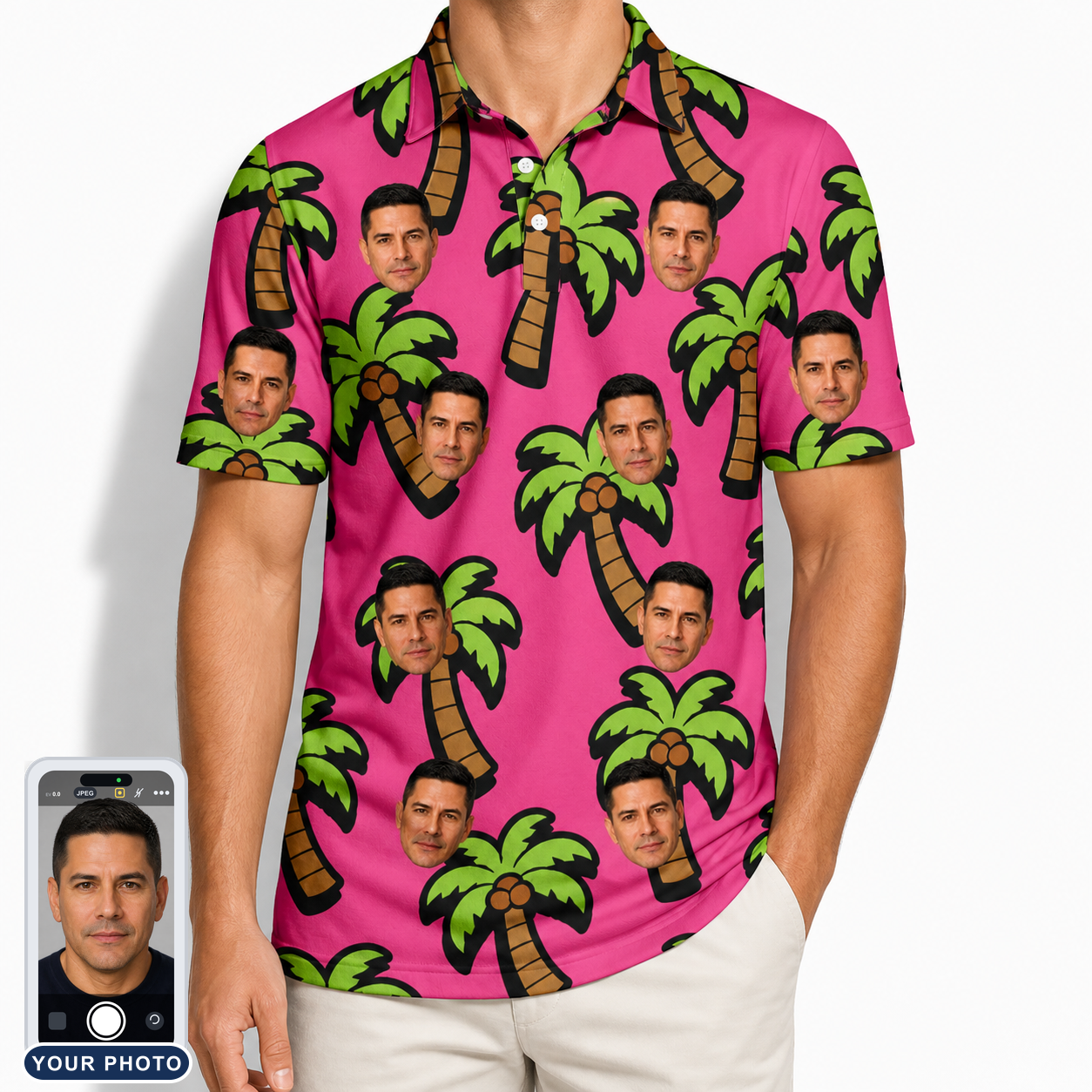 Men's Sunset Plumeria Custom Face Polo Shirt