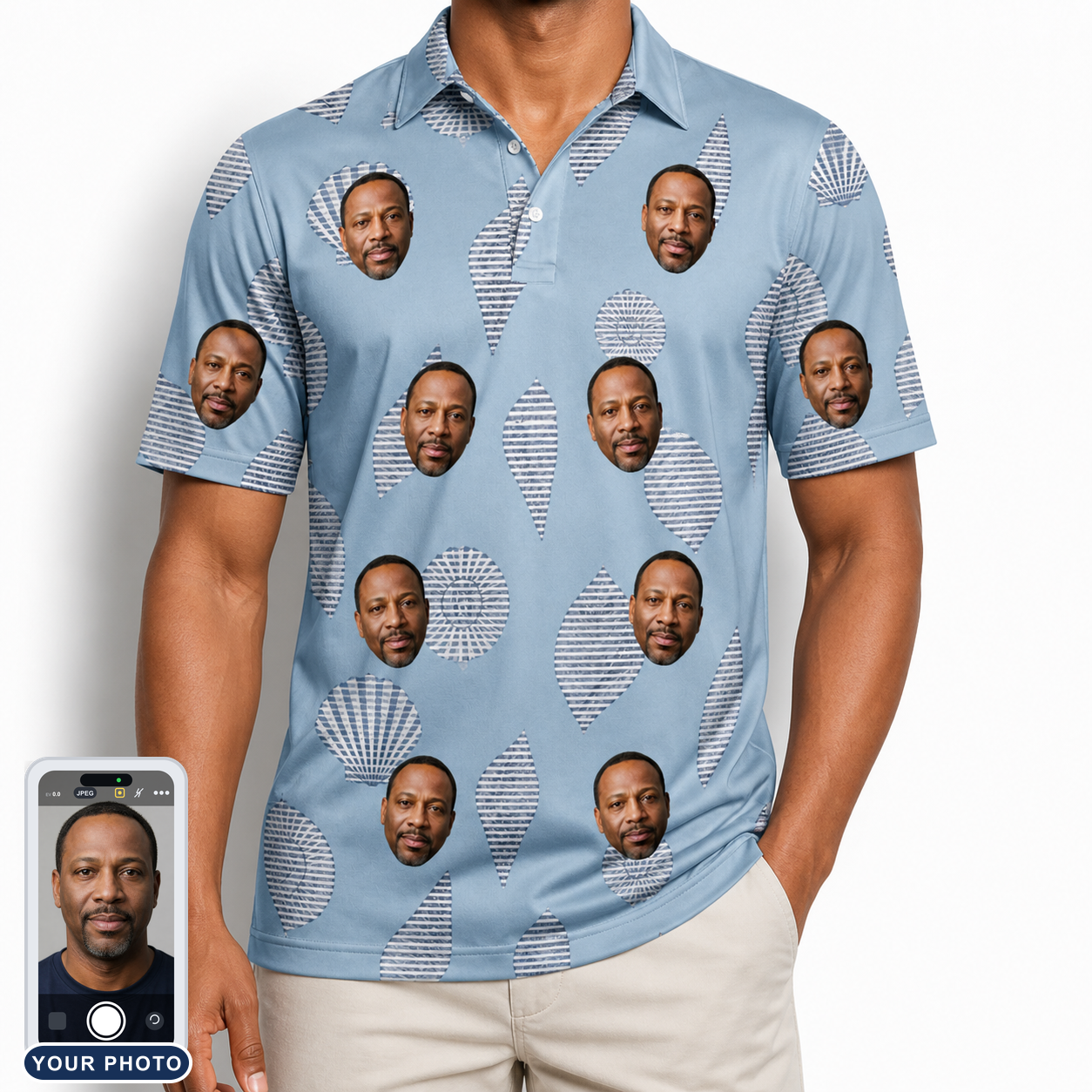Men's Pearl Parade Custom Face Polo Shirt