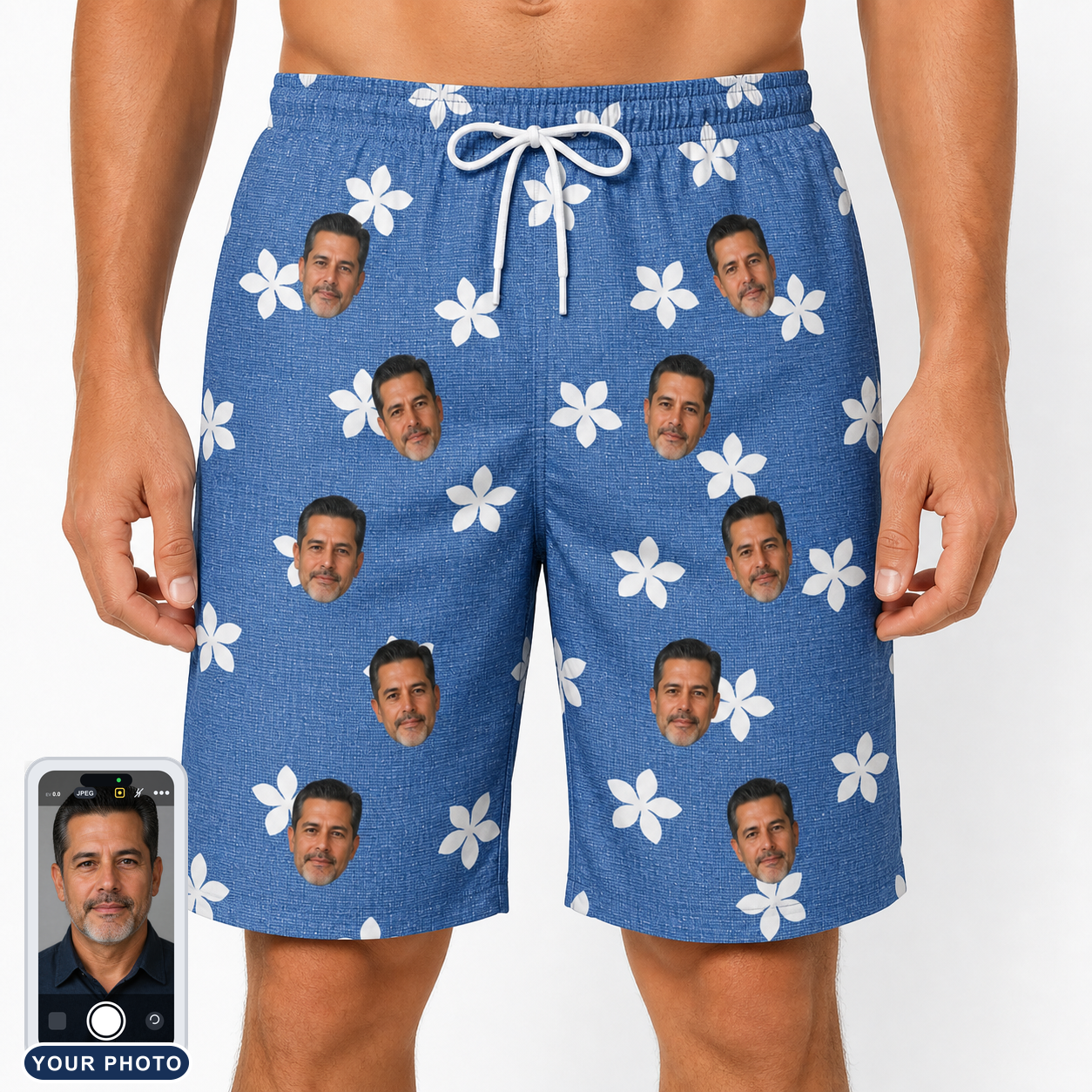 Men's Bloom Lagoon Custom Face Beach Shorts