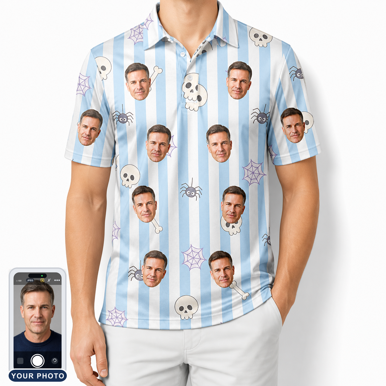 Men's Graveyard Giggles Custom Face Polo Shirt