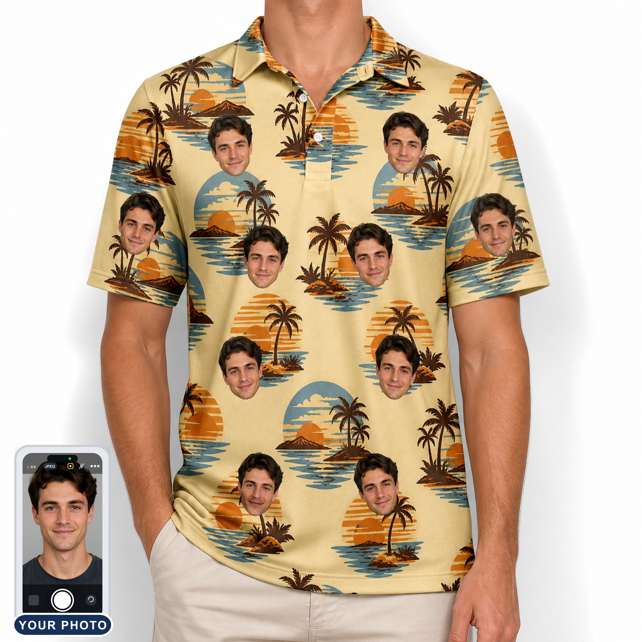 Men's Dusk Daze Custom Face Polo Shirt