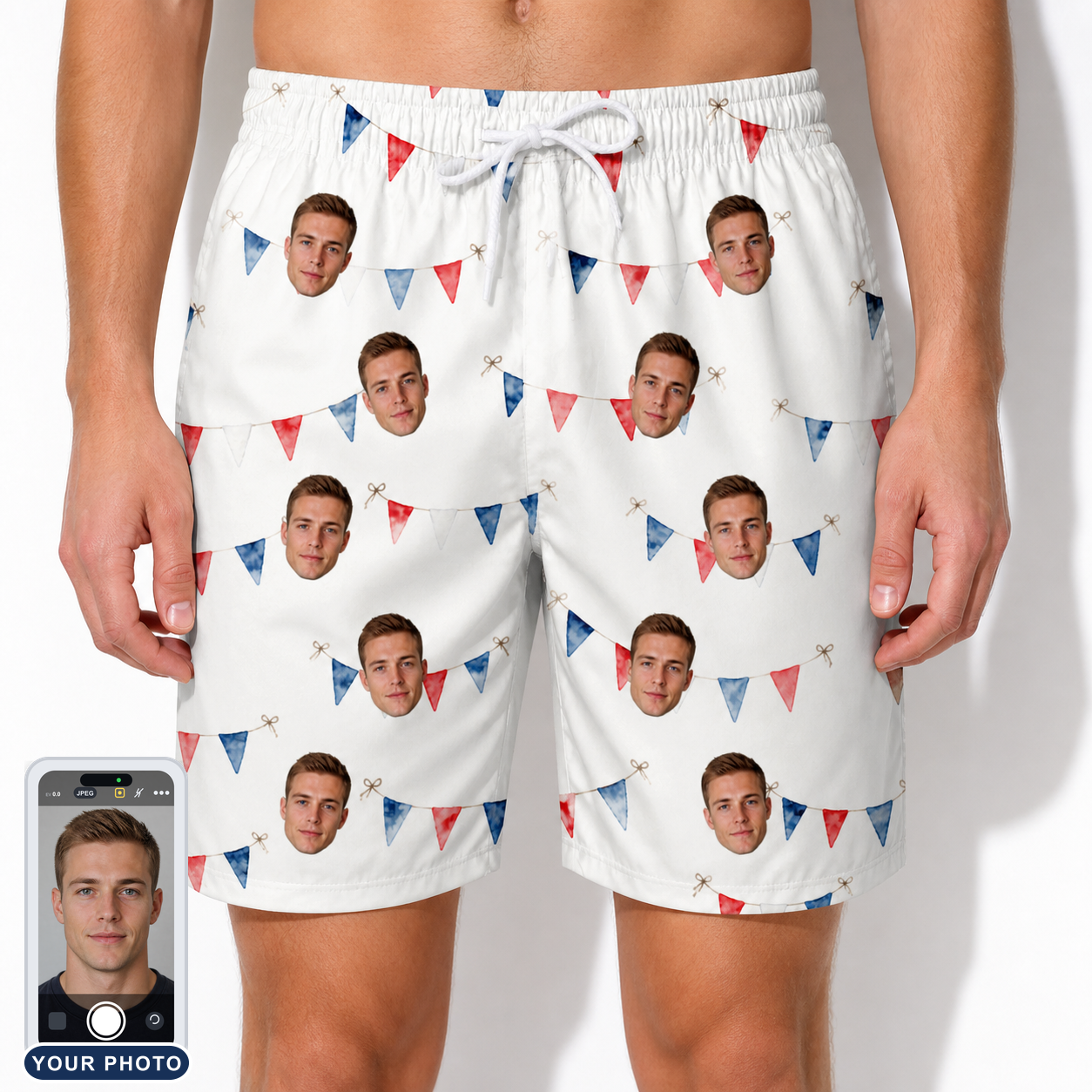 Men's Ruby Ruffles Custom Face Beach Shorts