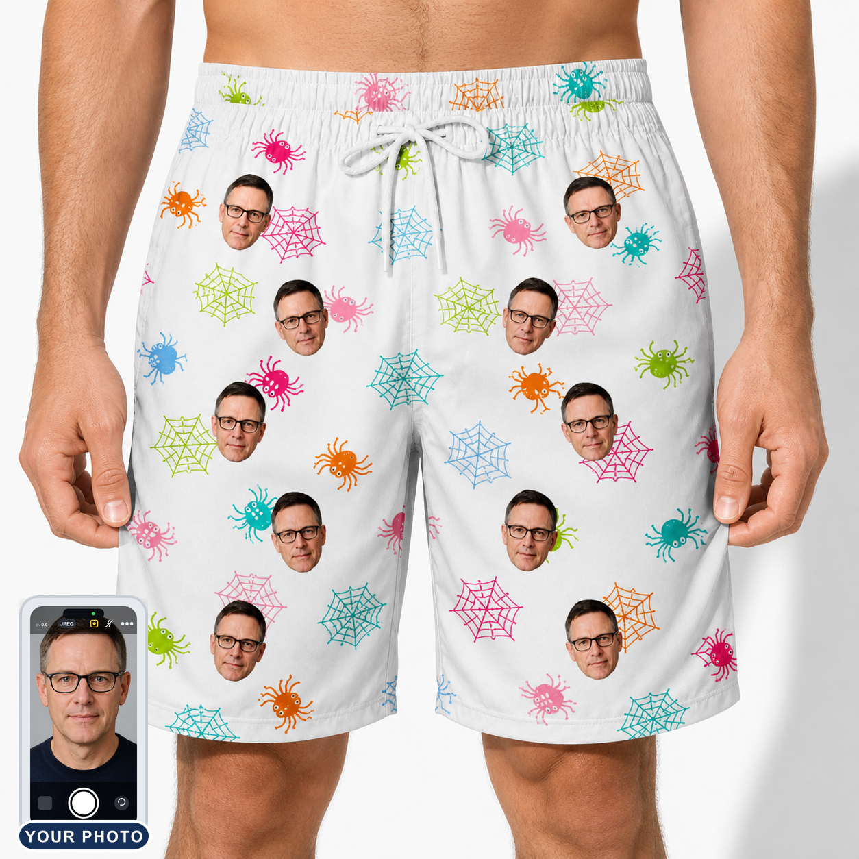 Men's Sticky Situation Custom Face Beach Shorts