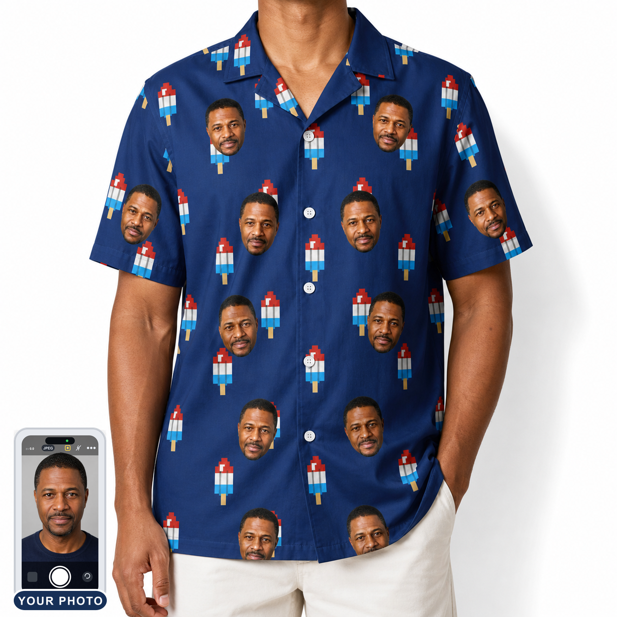 Men's Declaration Drips Custom Face Hawaiian Shirt