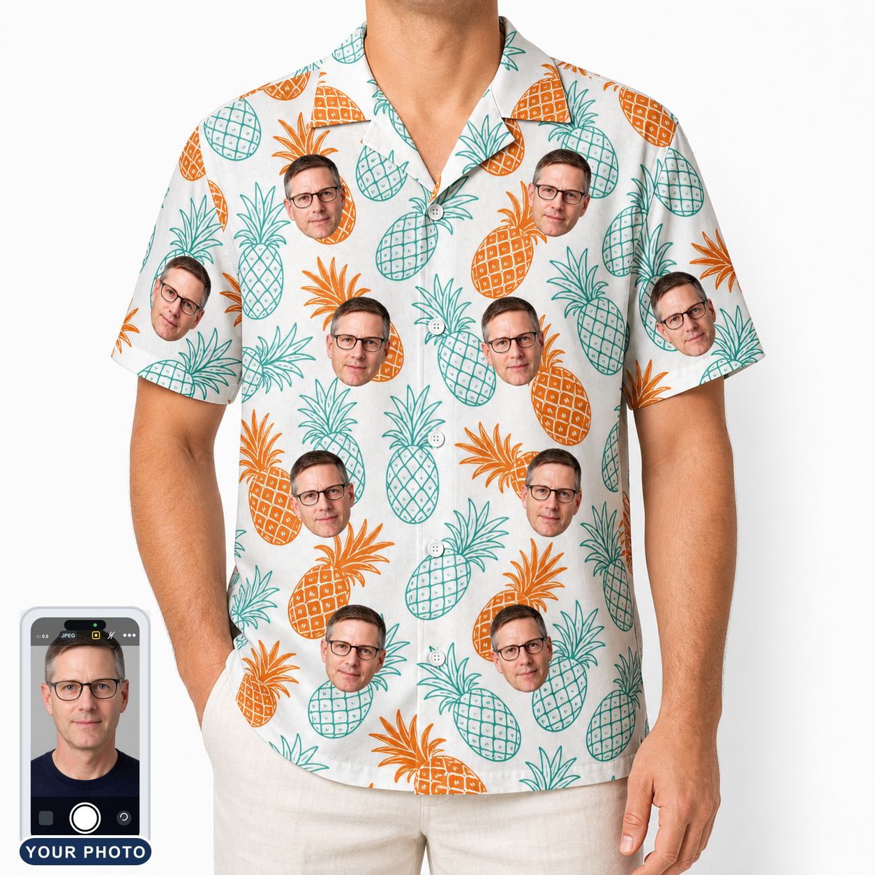 Men's Spiky Staycation Custom Face Hawaiian Shirt