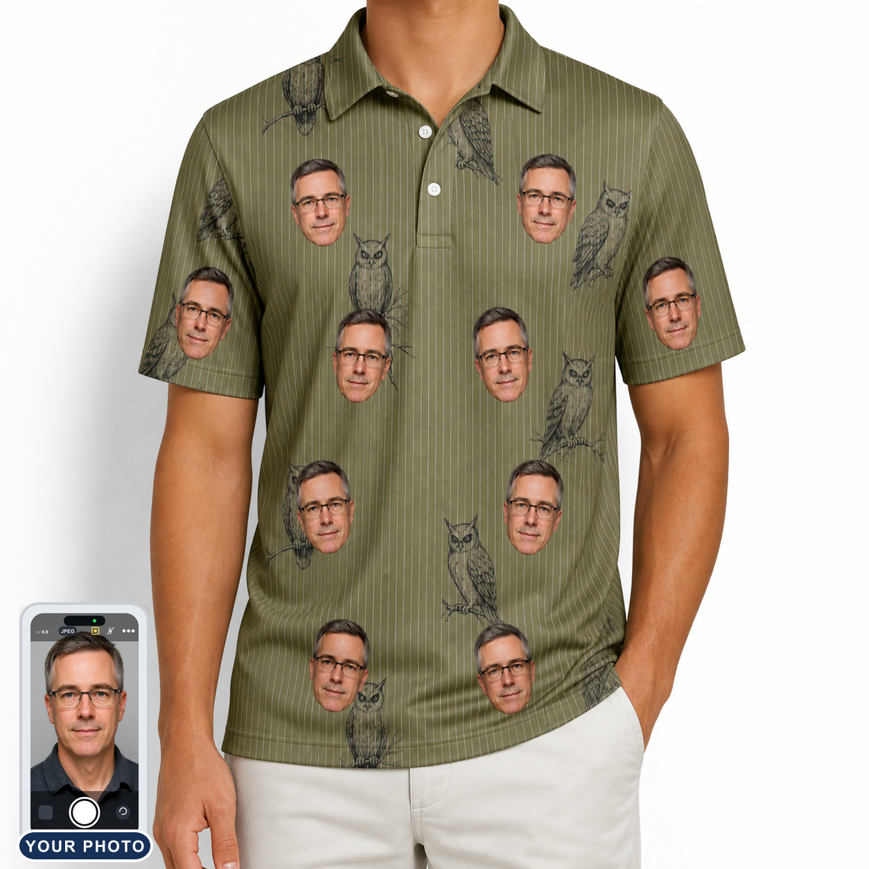 Men's Owloween Custom Face Polo Shirt