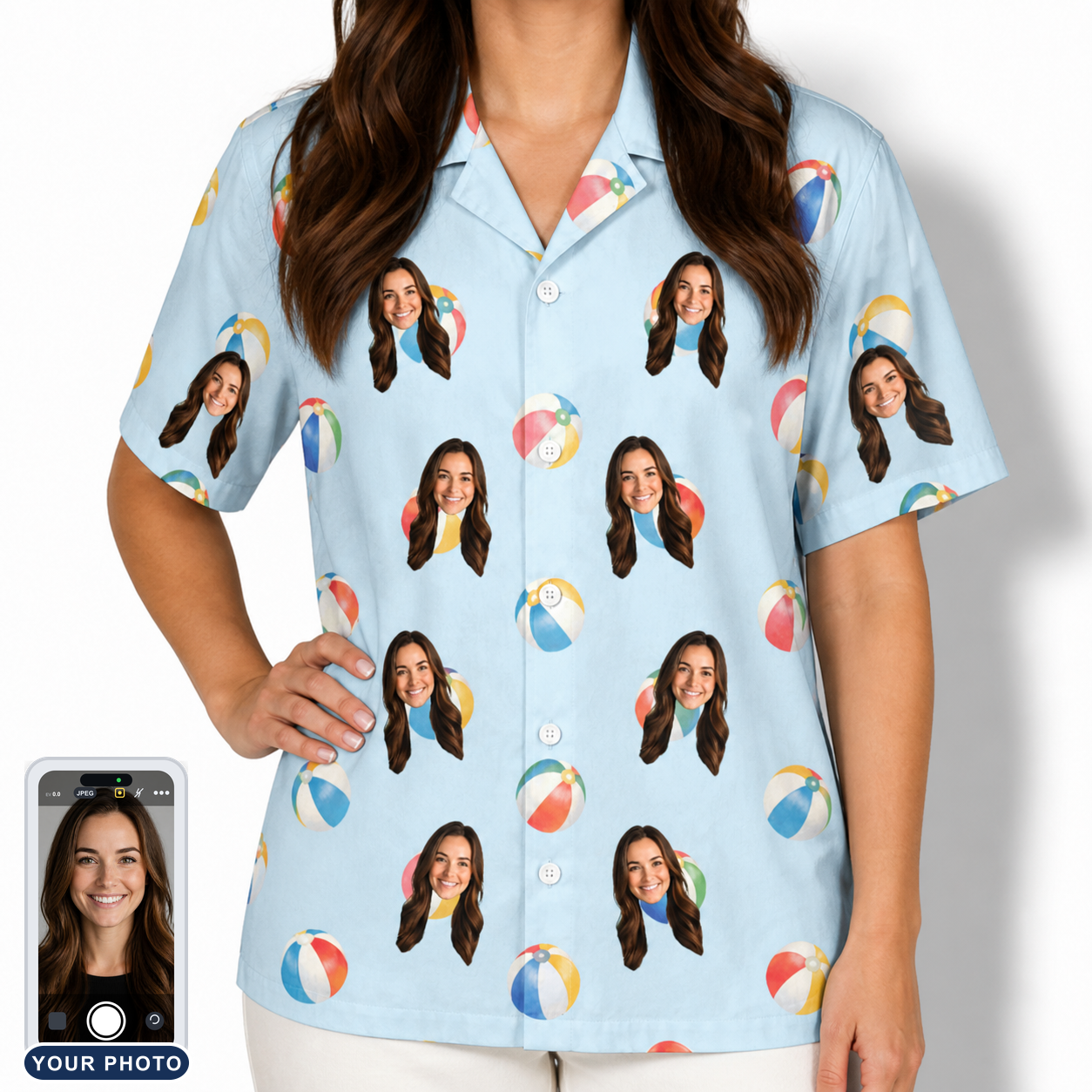 Women's Family Floaties Custom Face Hawaiian Shirt