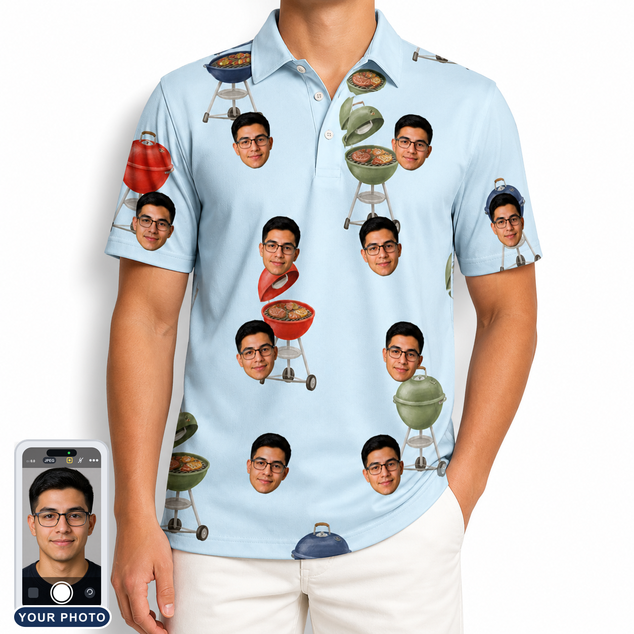 Men's Pitmaster Swagger Custom Face Polo Shirt