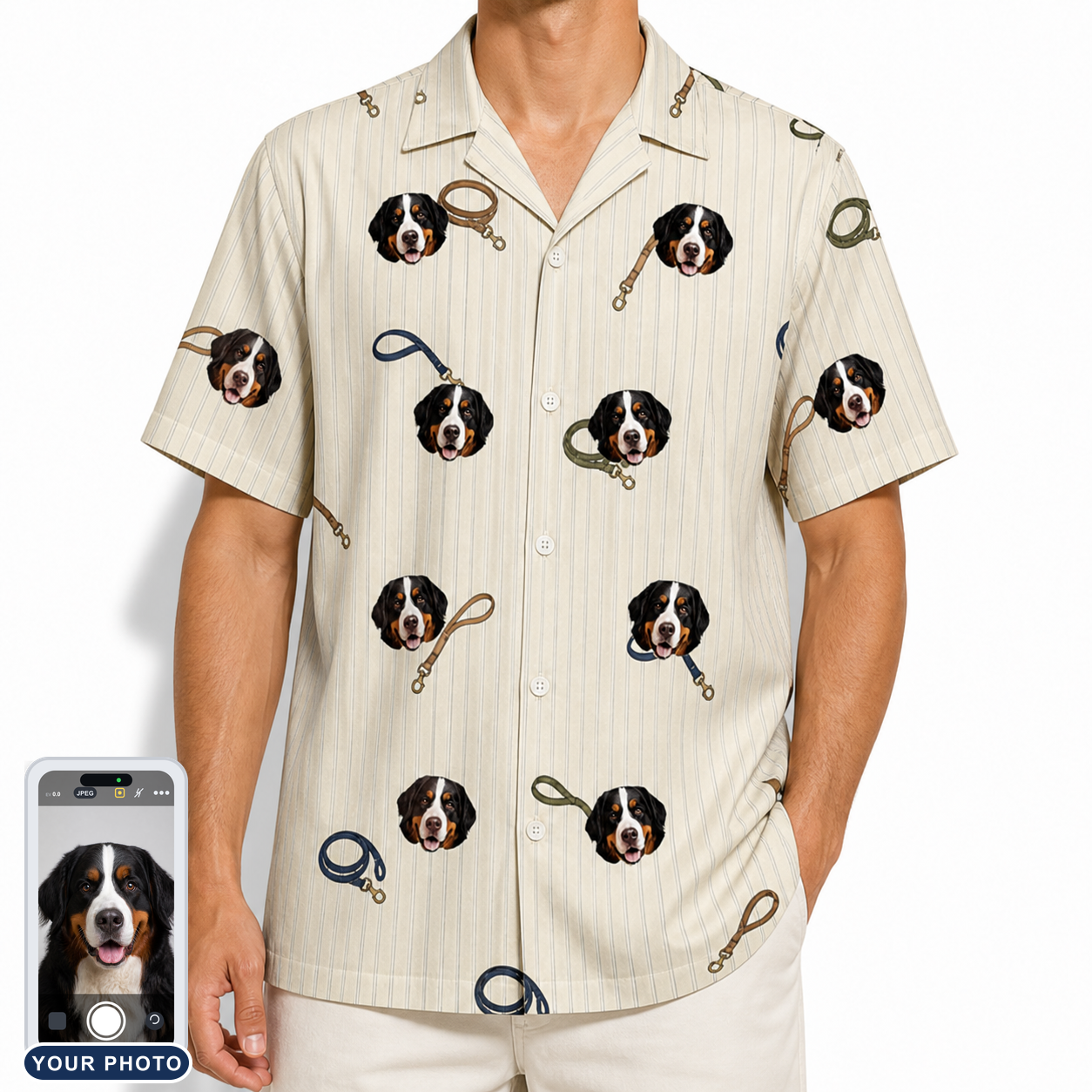 Men's Ruff Routes Custom Dog Face Hawaiian Shirt