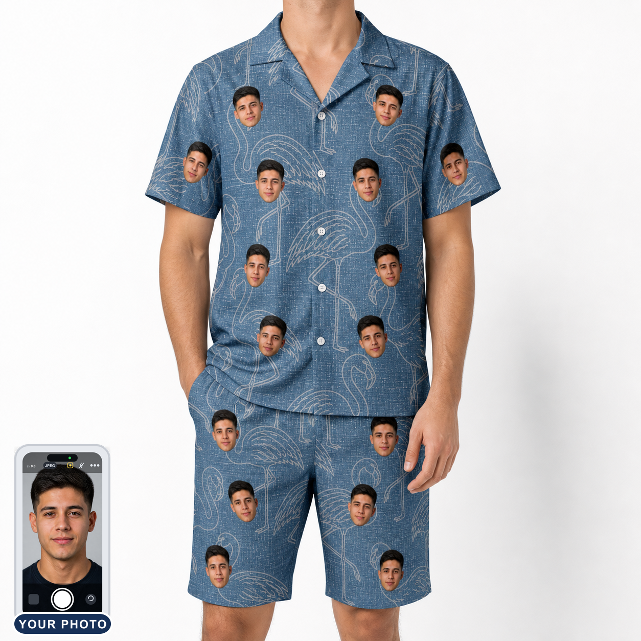 Men's Magenta Mingle Custom Face Shirt & Shorts Set
