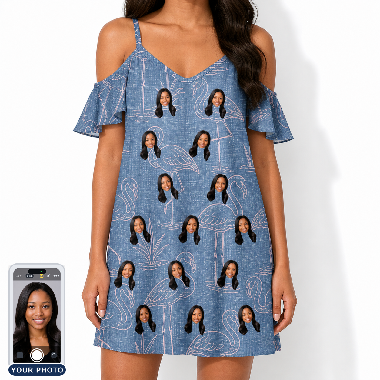 Women's Neck Appeal Custom Face Off-Shoulder Dress