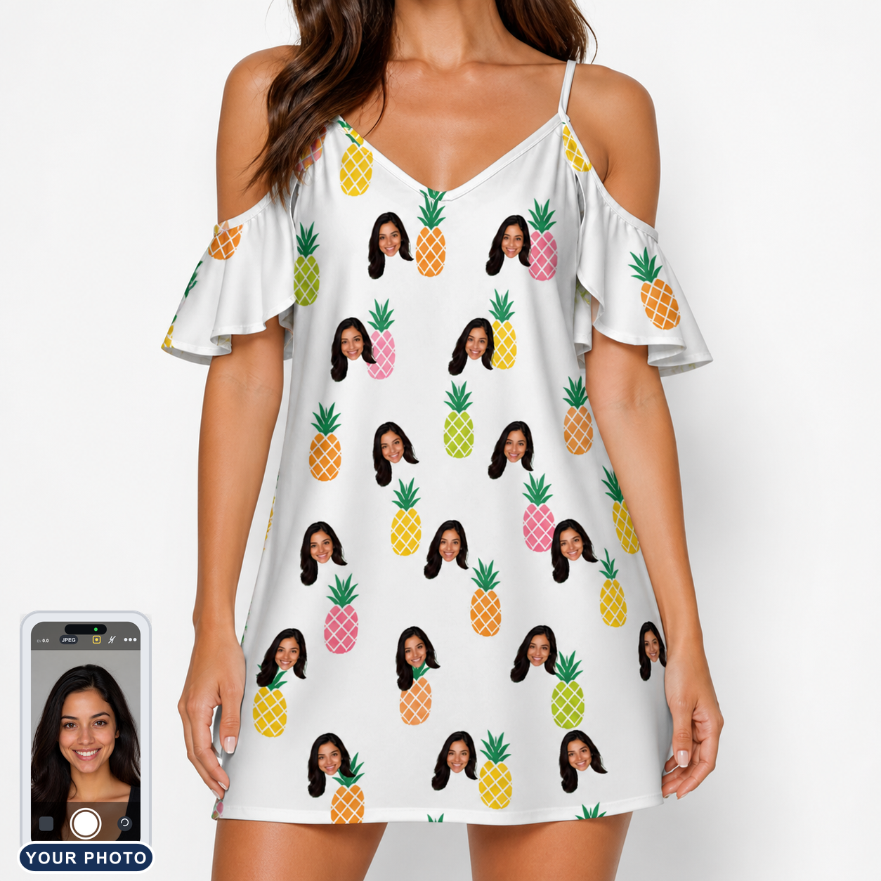 Women's Tangy Tresses Custom Face Off-Shoulder Dress