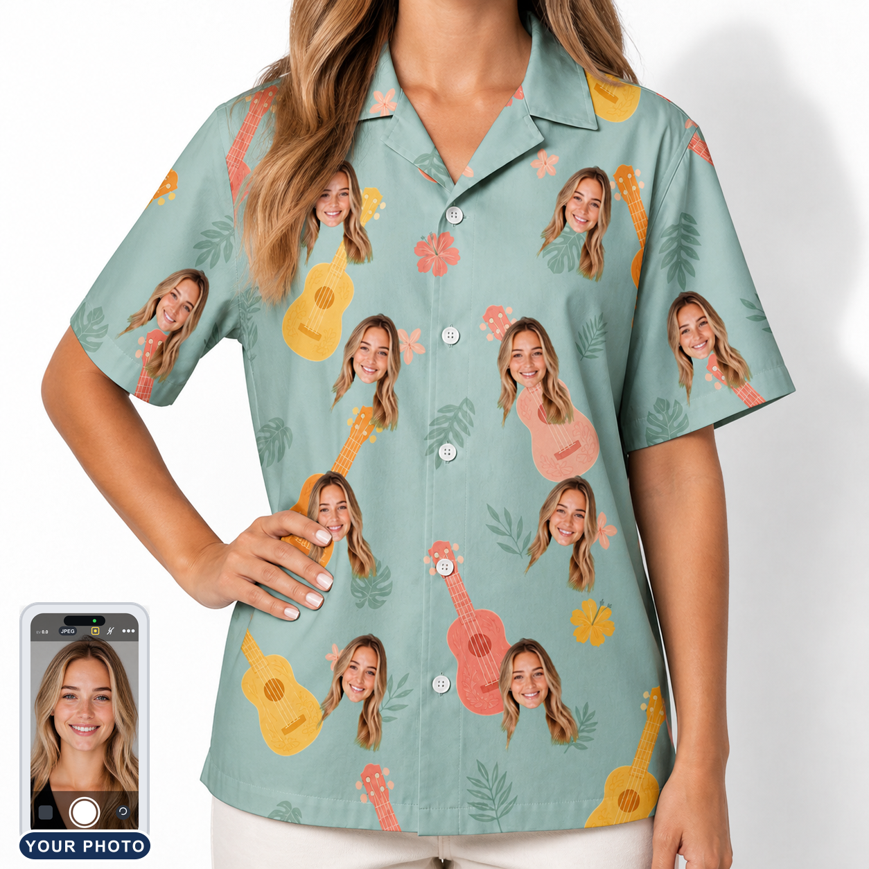 Women's Hula Harmonics Custom Face Hawaiian Shirt
