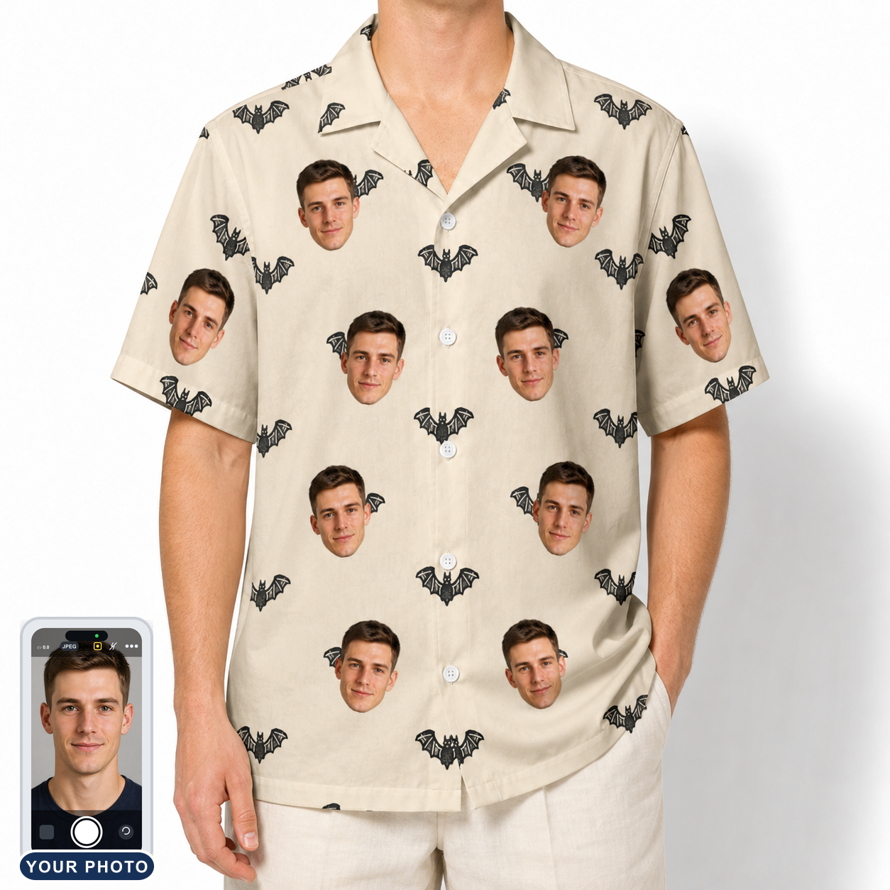 Men's Winged Whispers Custom Face Hawaiian Shirt