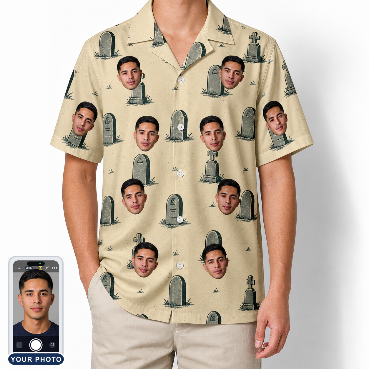 Men's Die Laughing Custom Face Hawaiian Shirt