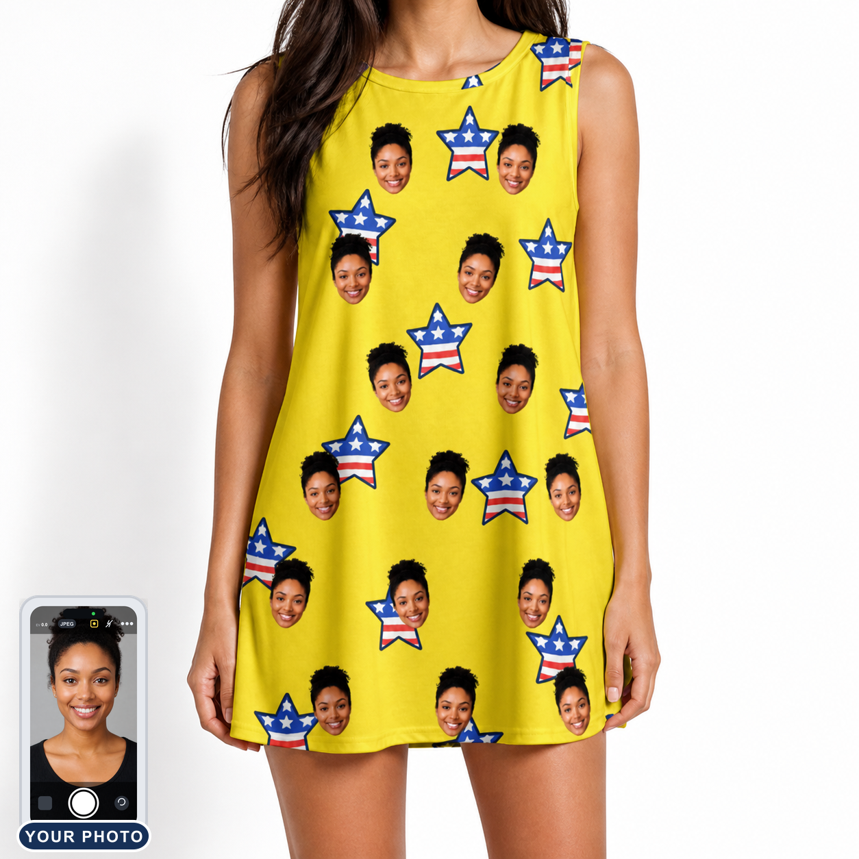 Women's Liberty Stripe Custom Face Tank Dress
