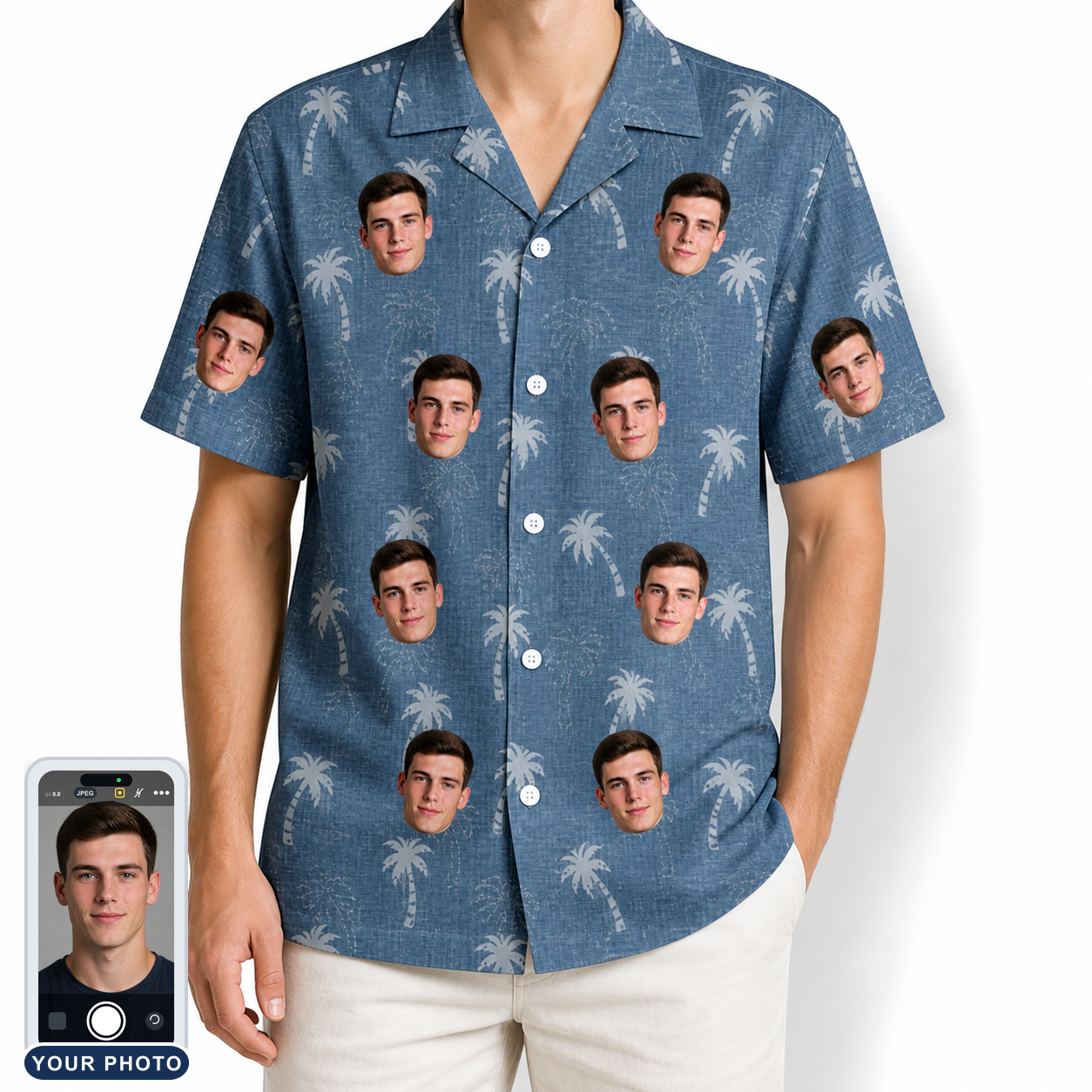 Men's Flower Power Custom Face Hawaiian Shirt