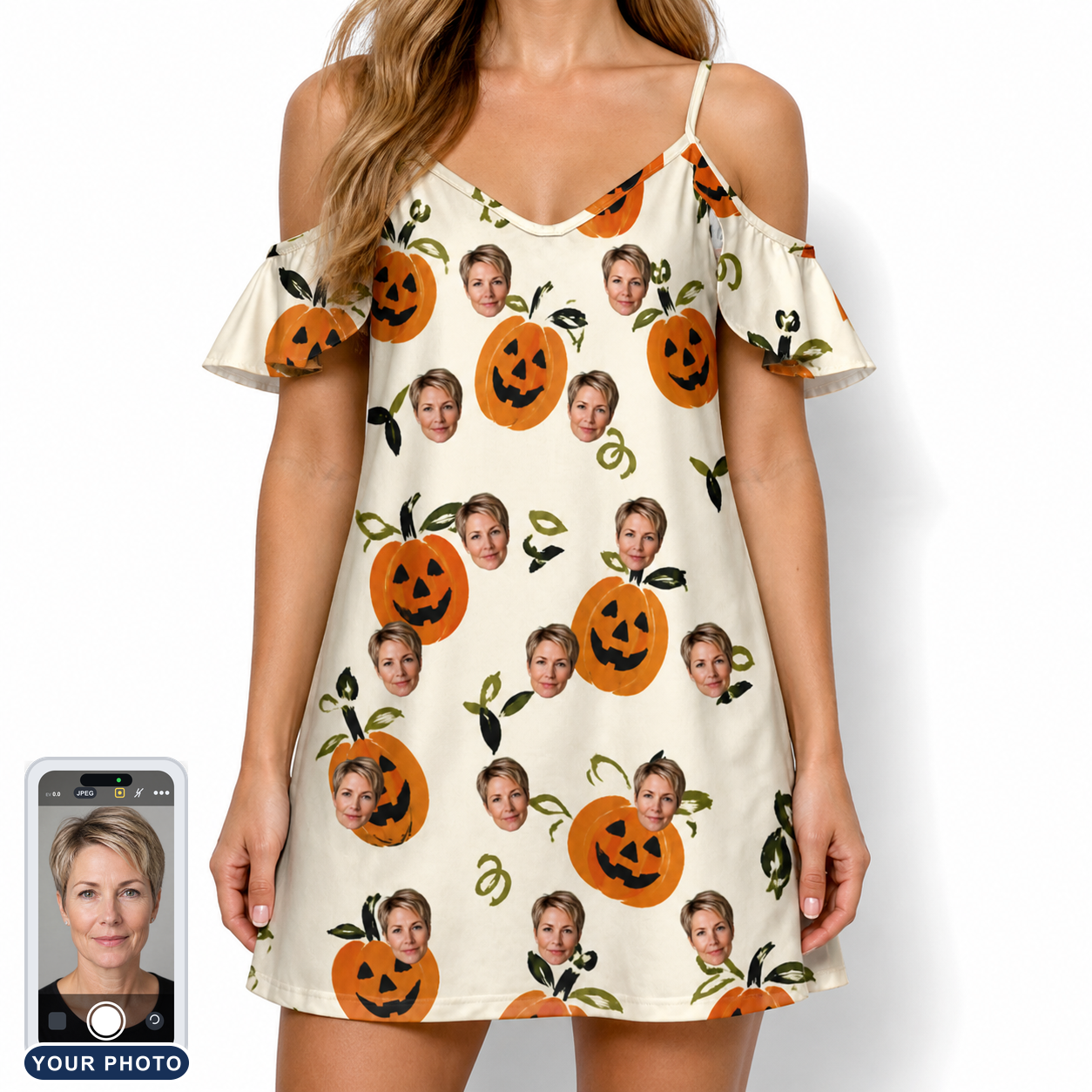 Women's Carved Chuckles Custom Face Off-Shoulder Dress