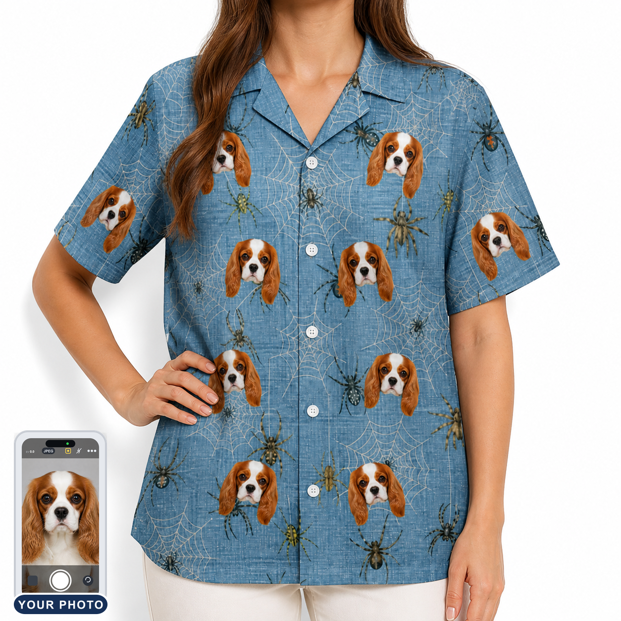 Women's Scuttle Sideshow Custom Dog Face Hawaiian Shirt