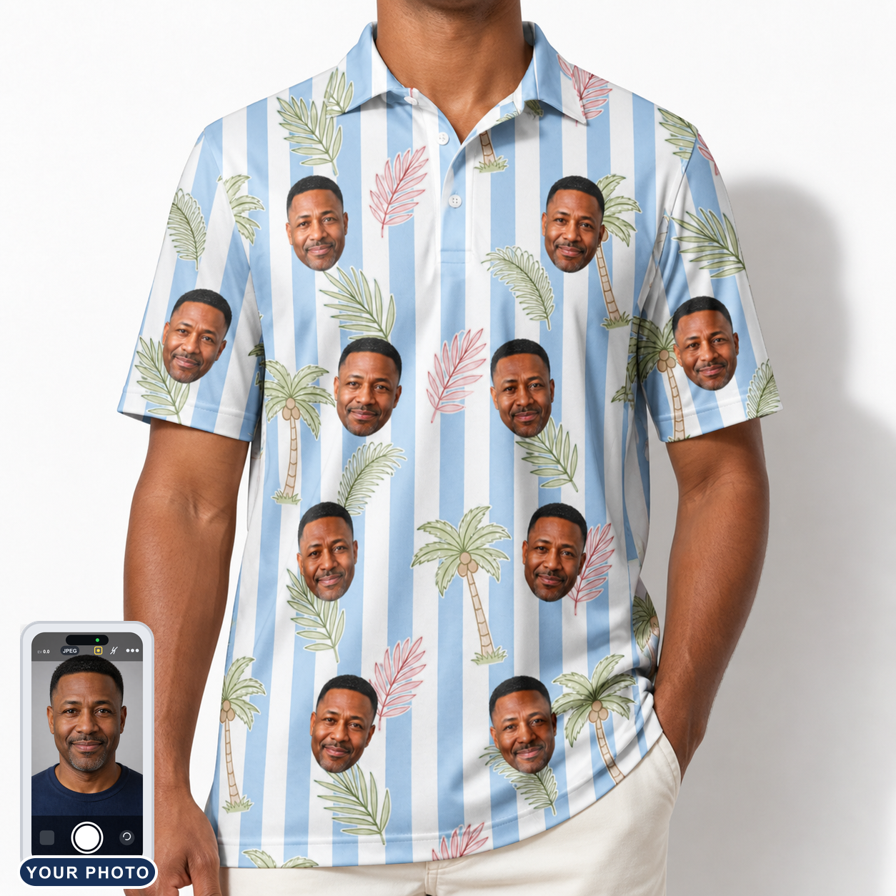 Men's Frond Fandango Custom Face Polo Shirt