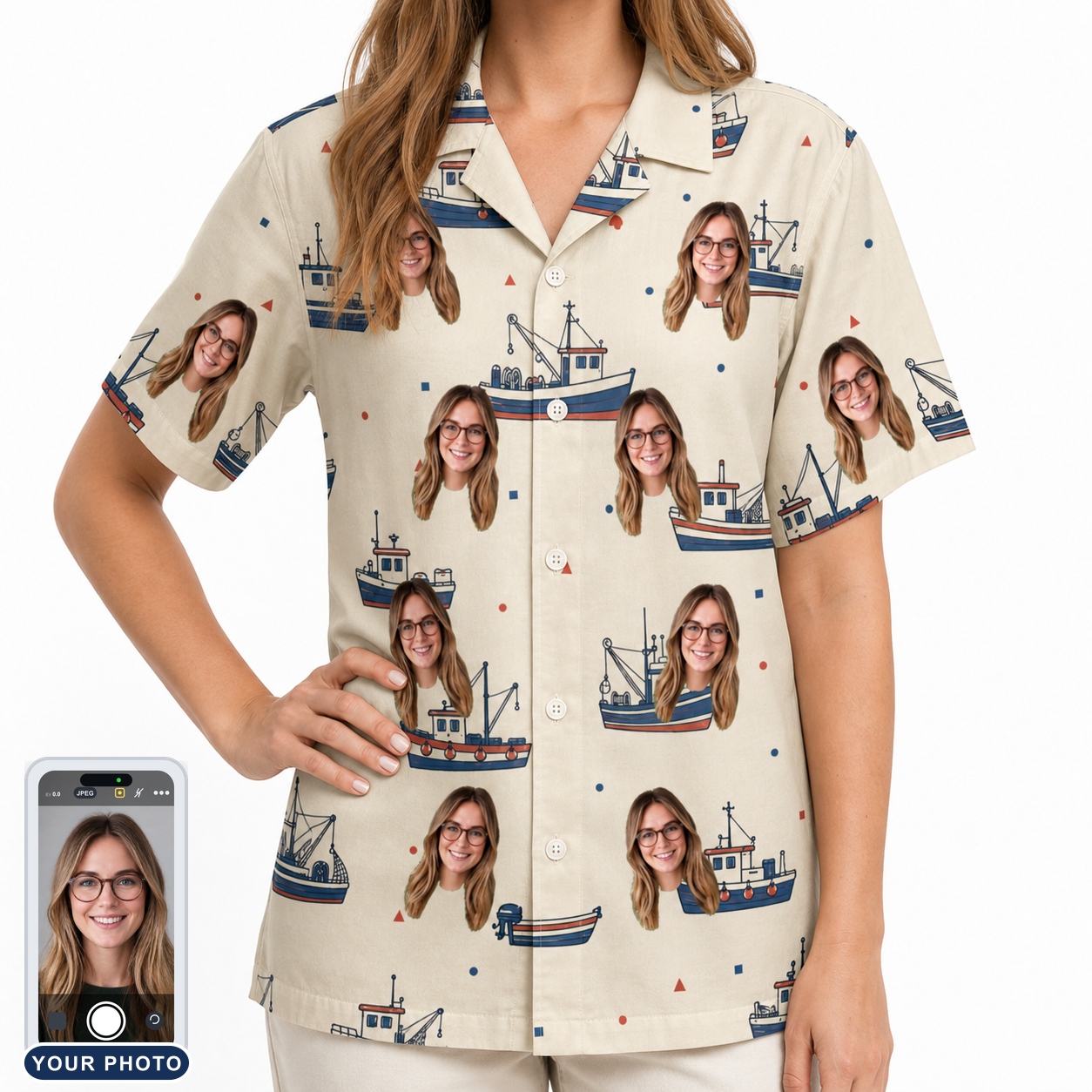 Women's Mini Mariners Custom Face Hawaiian Shirt