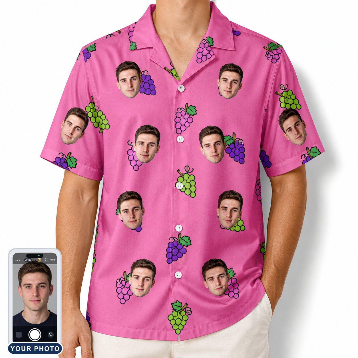 Men's Grape Escape Custom Face Hawaiian Shirt