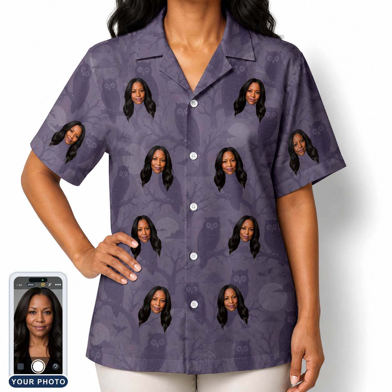 Women's Eerie Eyries Custom Face Hawaiian Shirt