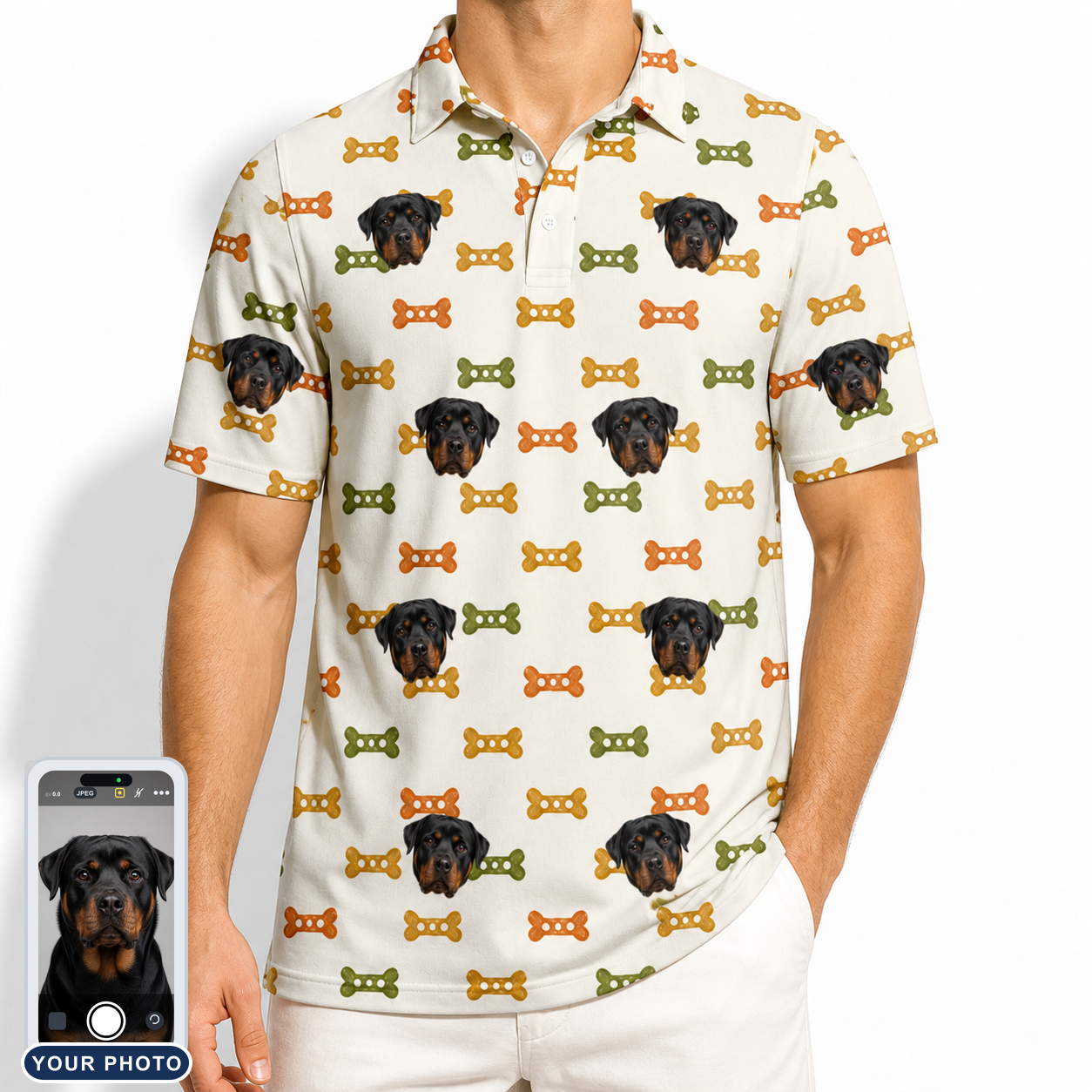 Men's Snout Sweets Custom Dog Face Polo Shirt