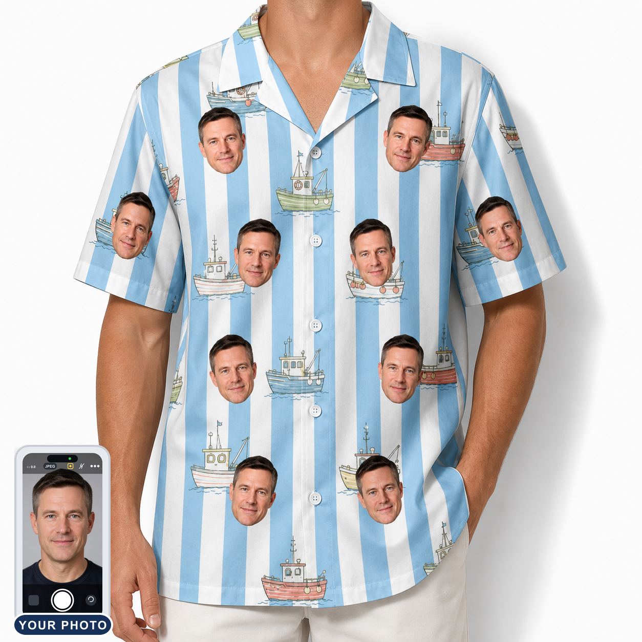 Men's Dockside Drifters Custom Face Hawaiian Shirt