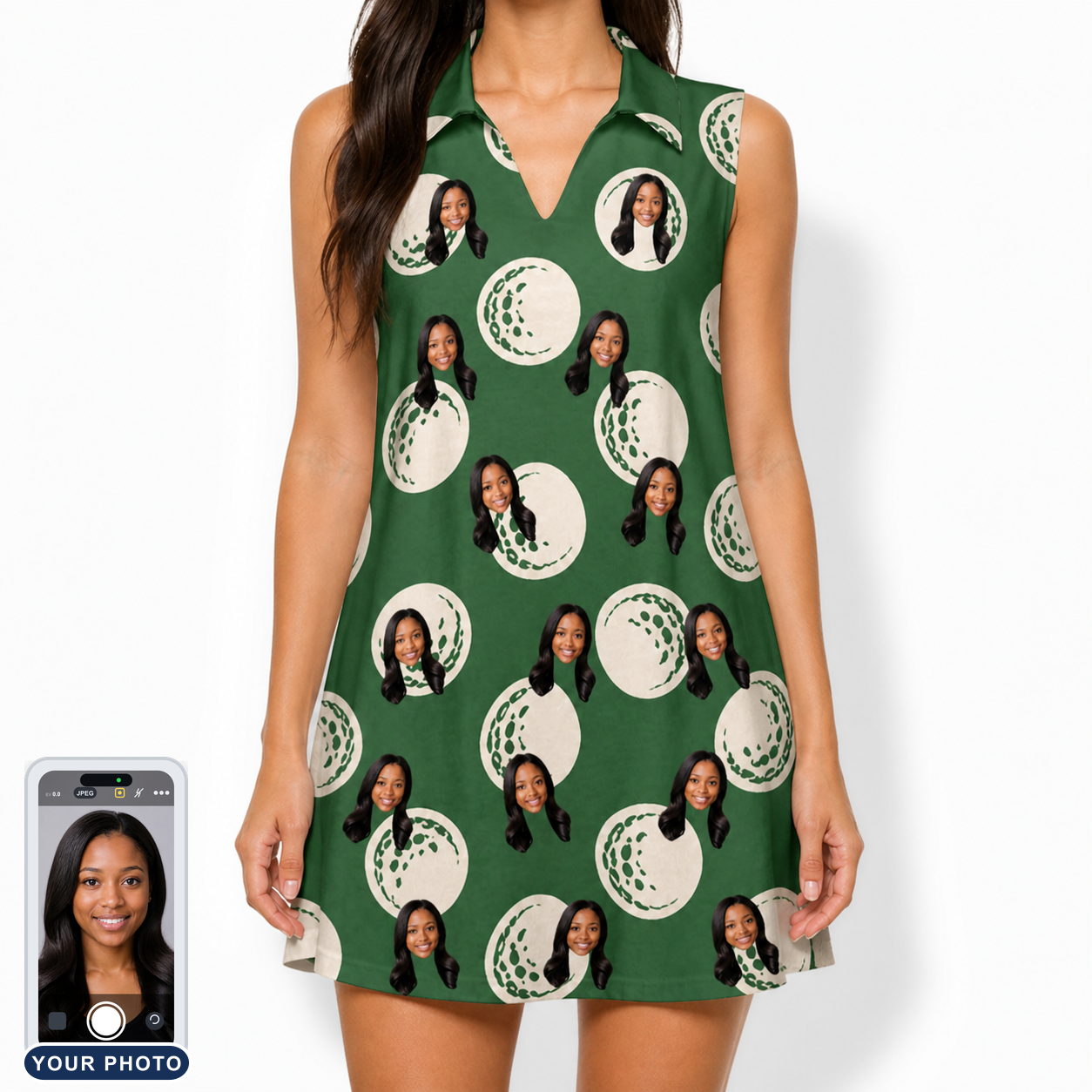 Women's Birdie Bouncers Custom Face V-Neck Dress