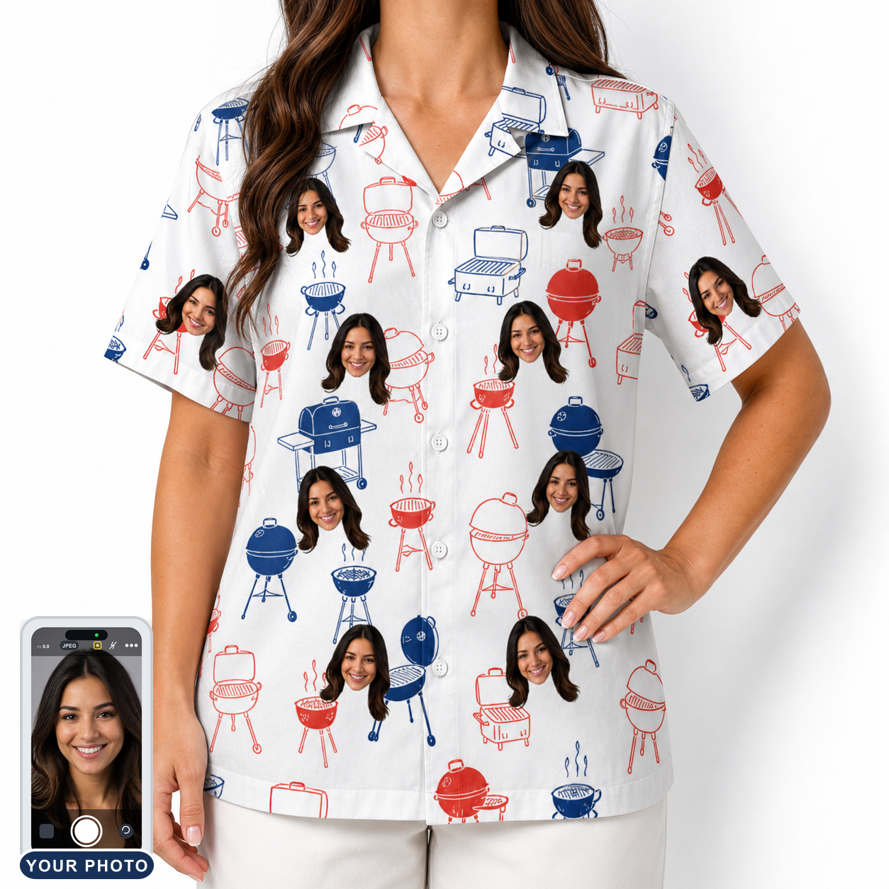 Women's Grate Expectations Custom Face Hawaiian Shirt