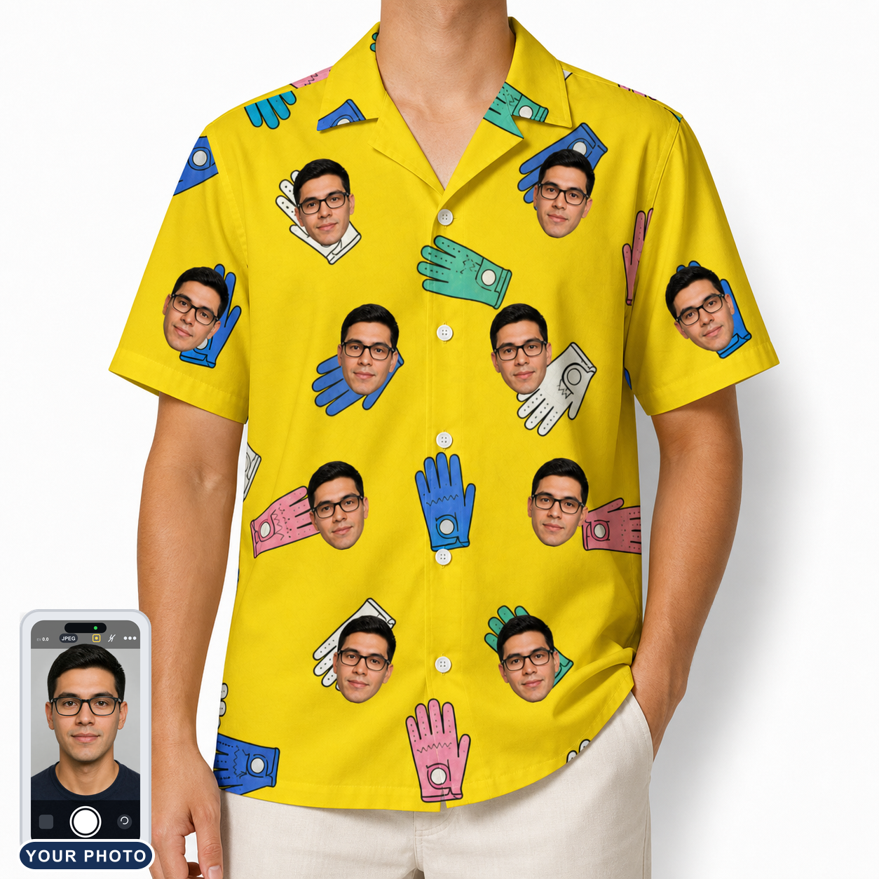 Men's Mighty Mitts Custom Face Hawaiian Shirt