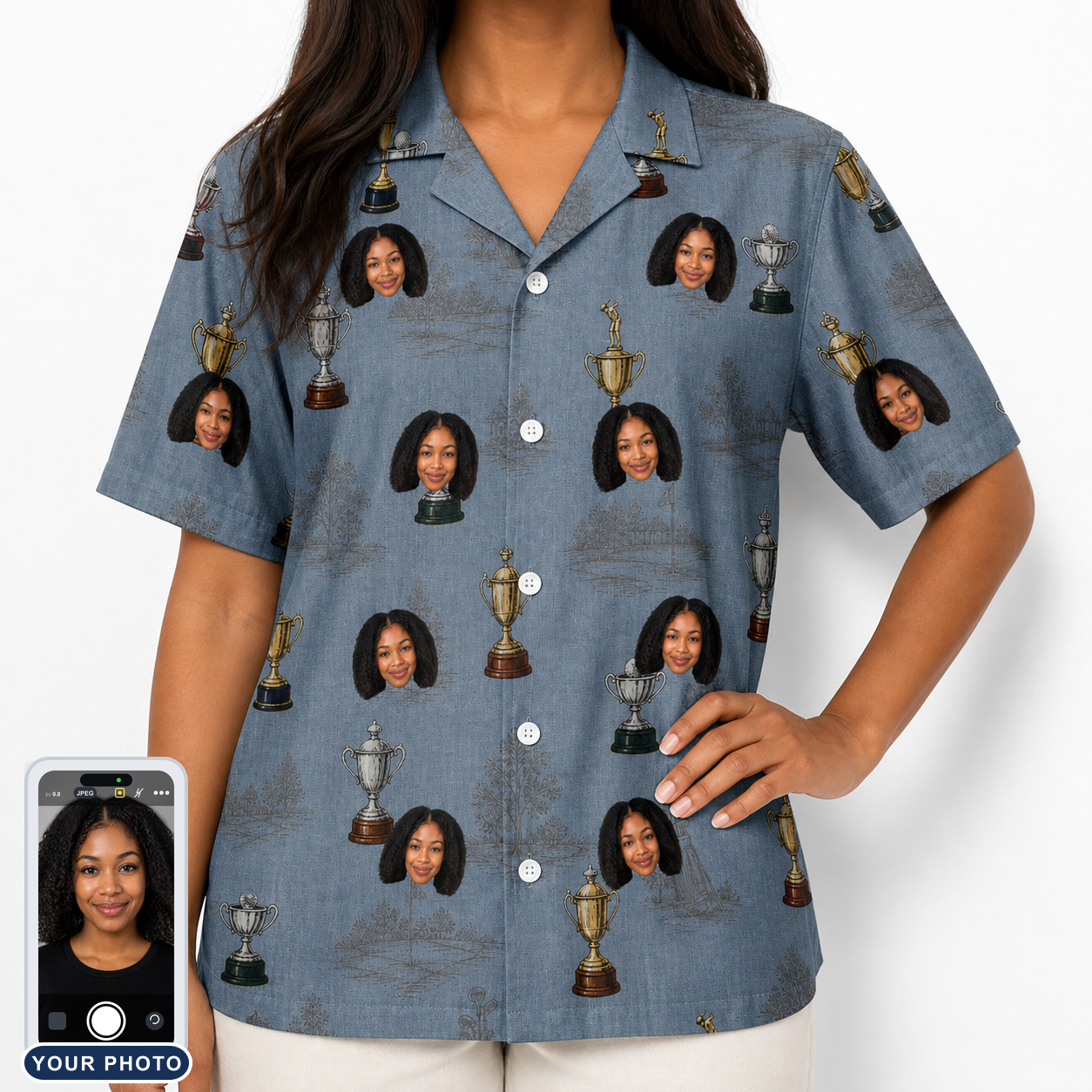 Women's Ace Accolades Custom Face Hawaiian Shirt