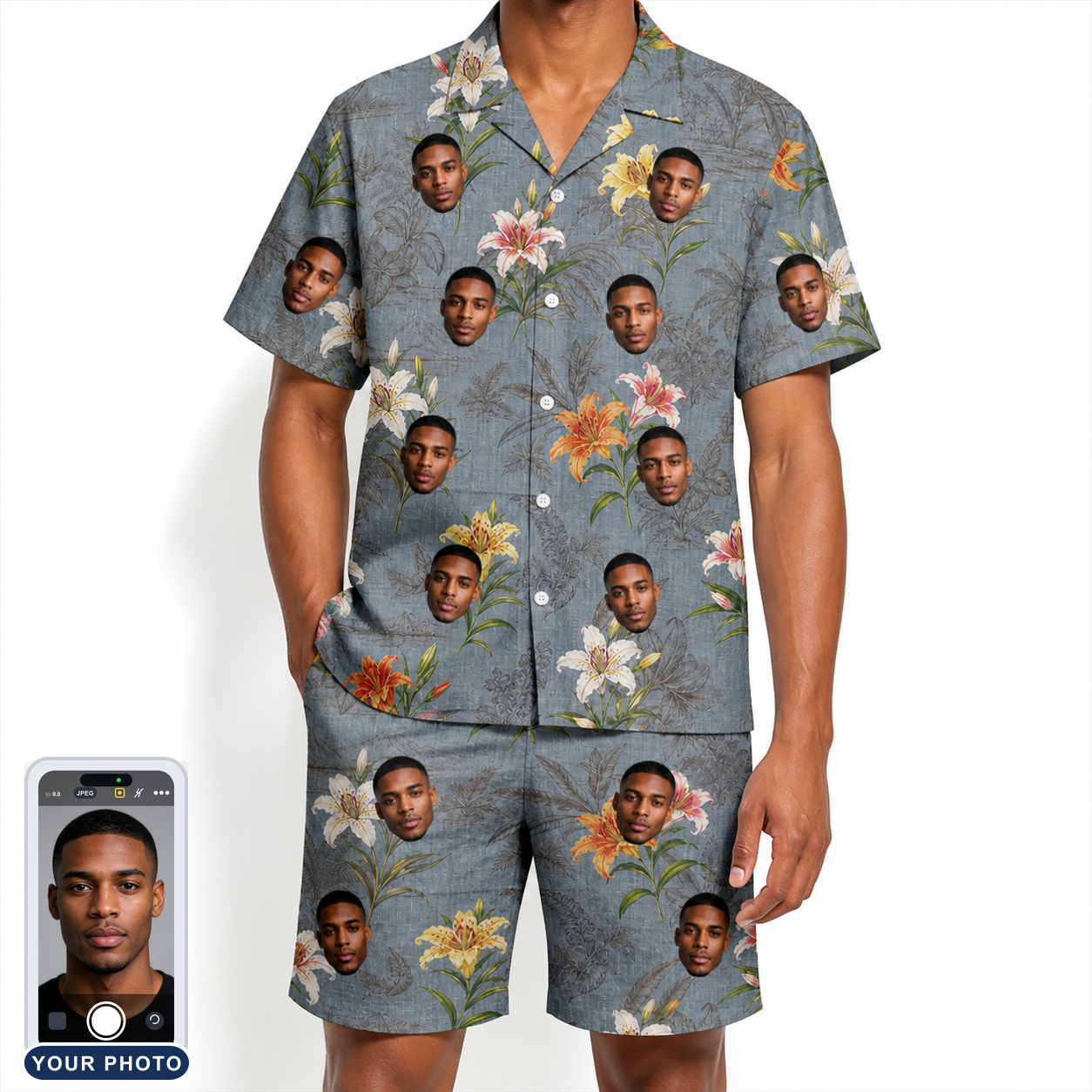 Men's Lotus Limbo Custom Face Shirt & Shorts Set