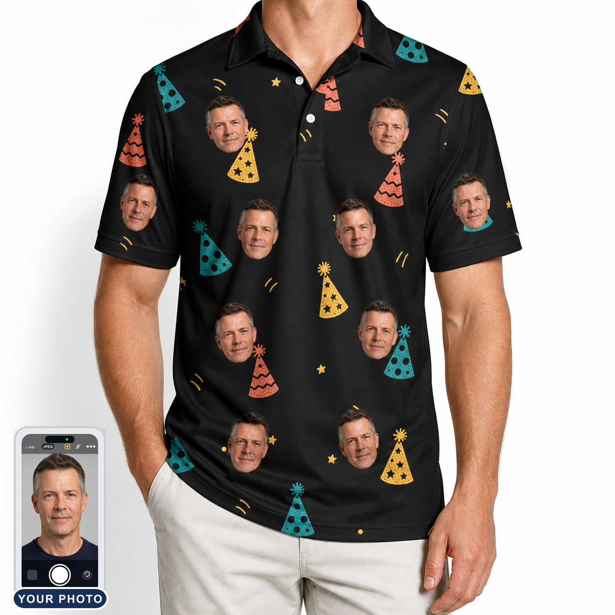 Men's Hooray Hats Custom Face Polo Shirt