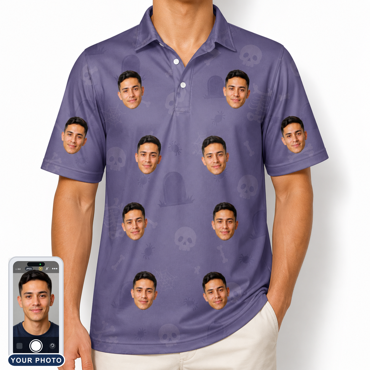 Men's Cemetery Chuckles Custom Face Polo Shirt