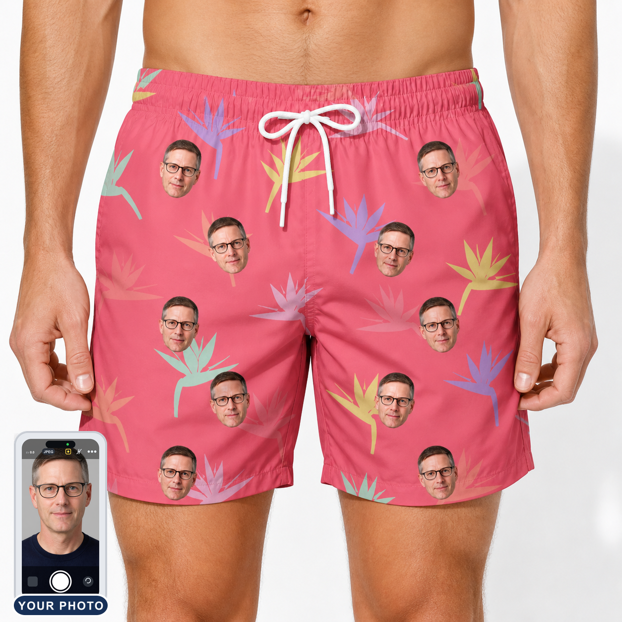 Men's Paradise Punch Custom Face Beach Shorts
