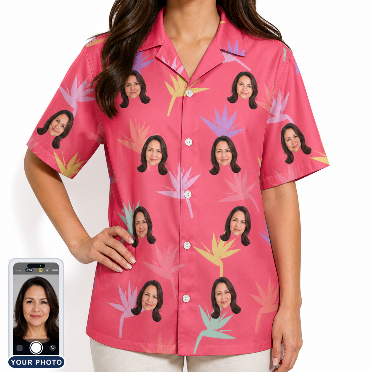 Women's Paradise Punch Custom Face Hawaiian Shirt