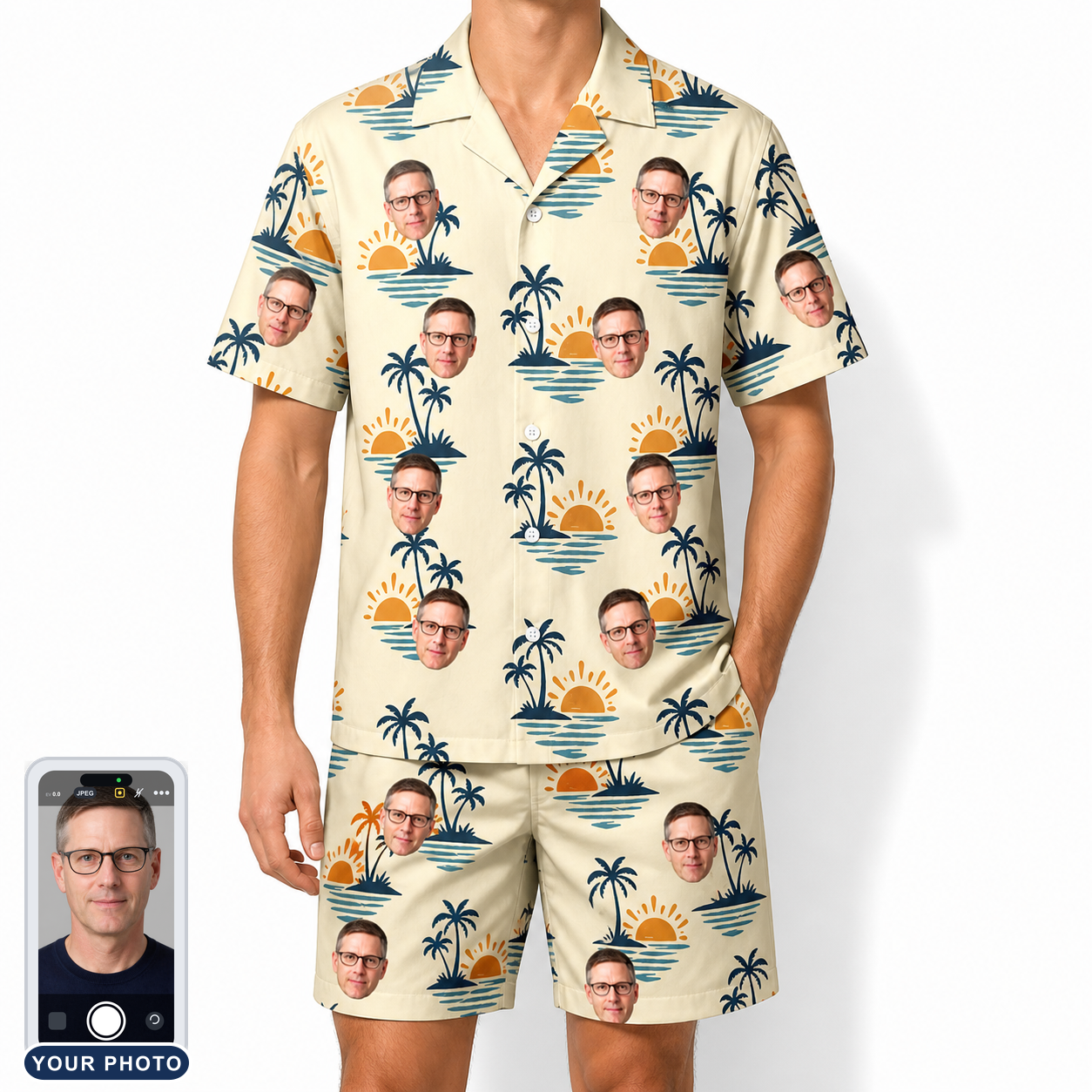 Men's Vinyl Vista Custom Face Shirt & Shorts Set