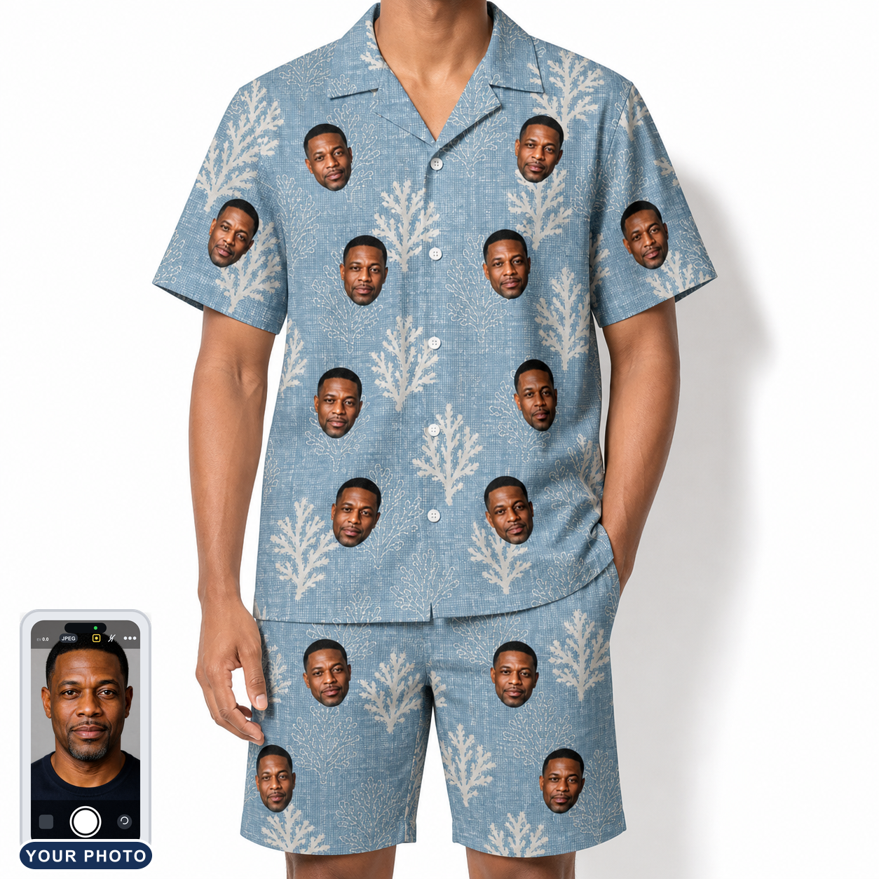 Men's Polyp Parade Custom Face Shirt & Shorts Set